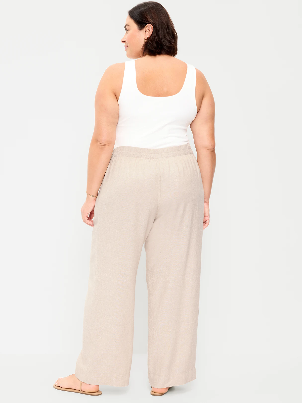 High-Waisted Linen-Blend Super Wide-Leg Pants - Flax Linen