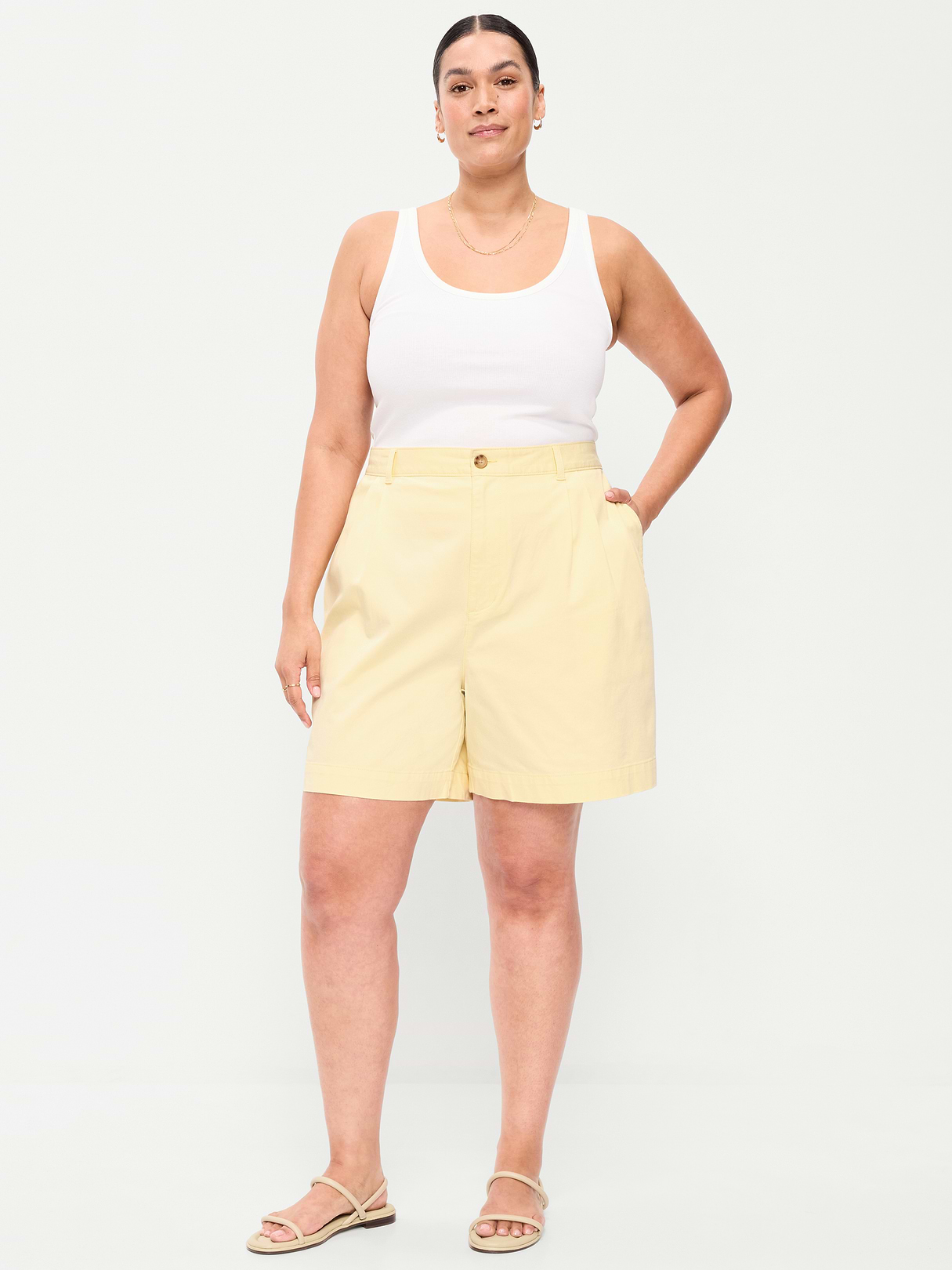 High-Waisted OGC Chino Shorts -- 4-inch inseam - Cool Almond