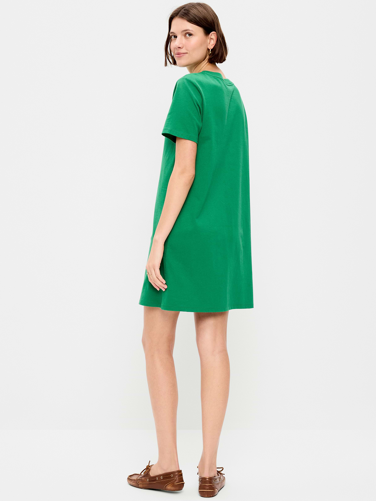 Vintage Crew-Neck Mini T-Shirt Dress - Emerald Pigment