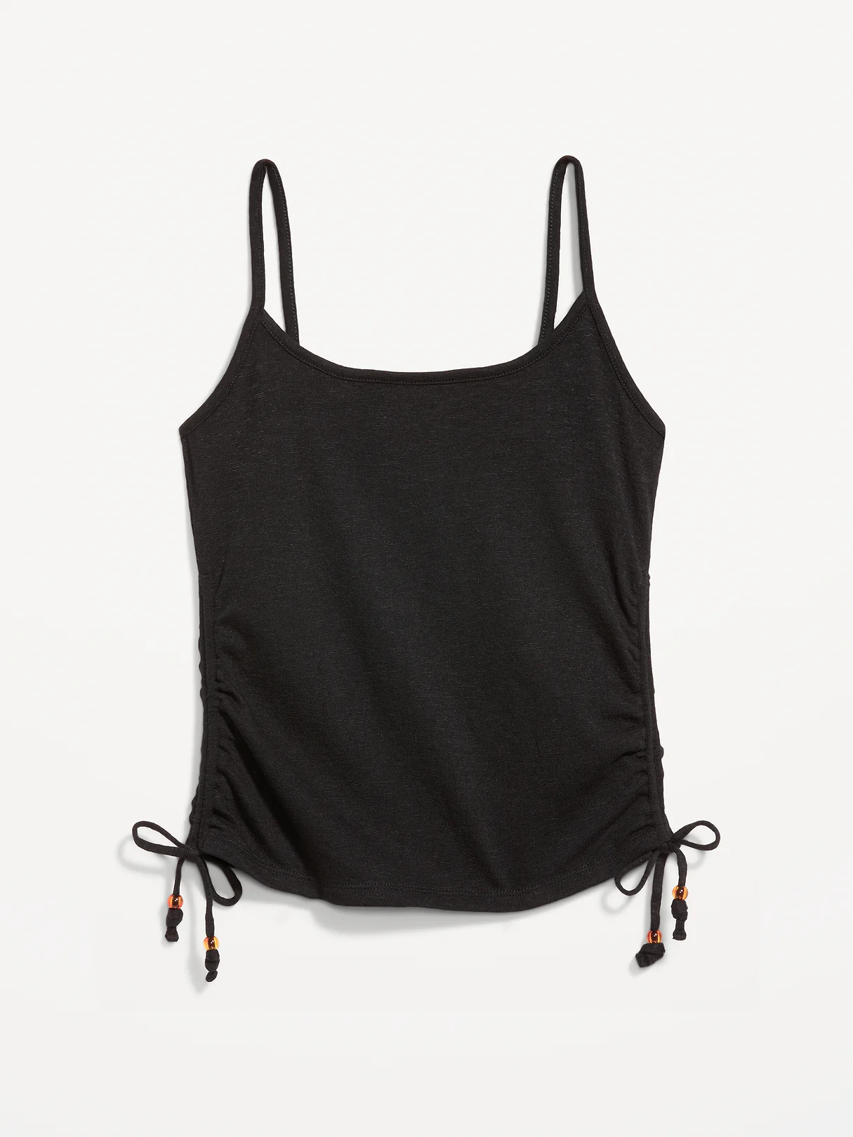 Shirred Side Cami Tank Top - Black Jack