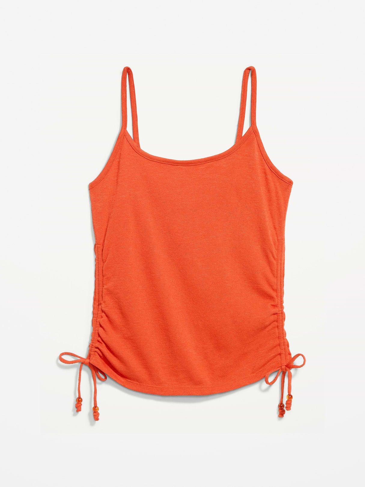 Shirred Side Cami Tank Top - Ornament Orange