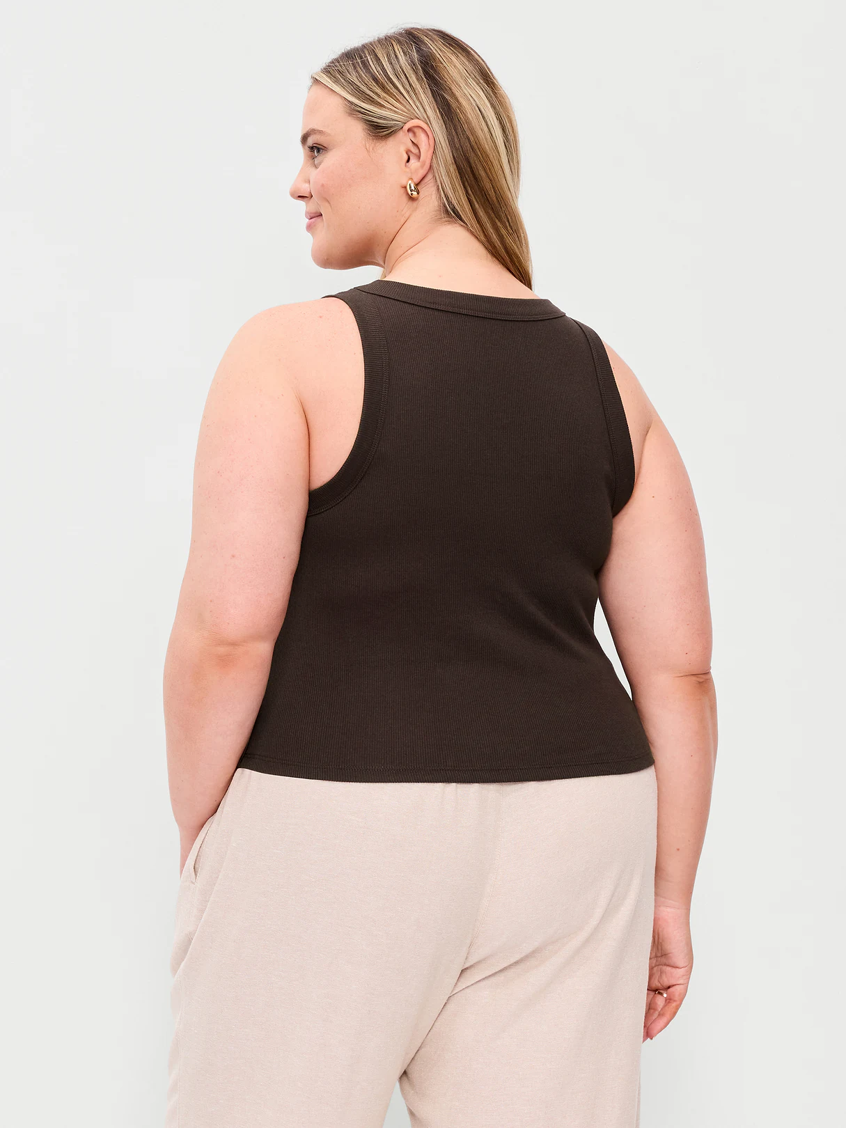 Crop Ribbed Tank Top - Black Coffee