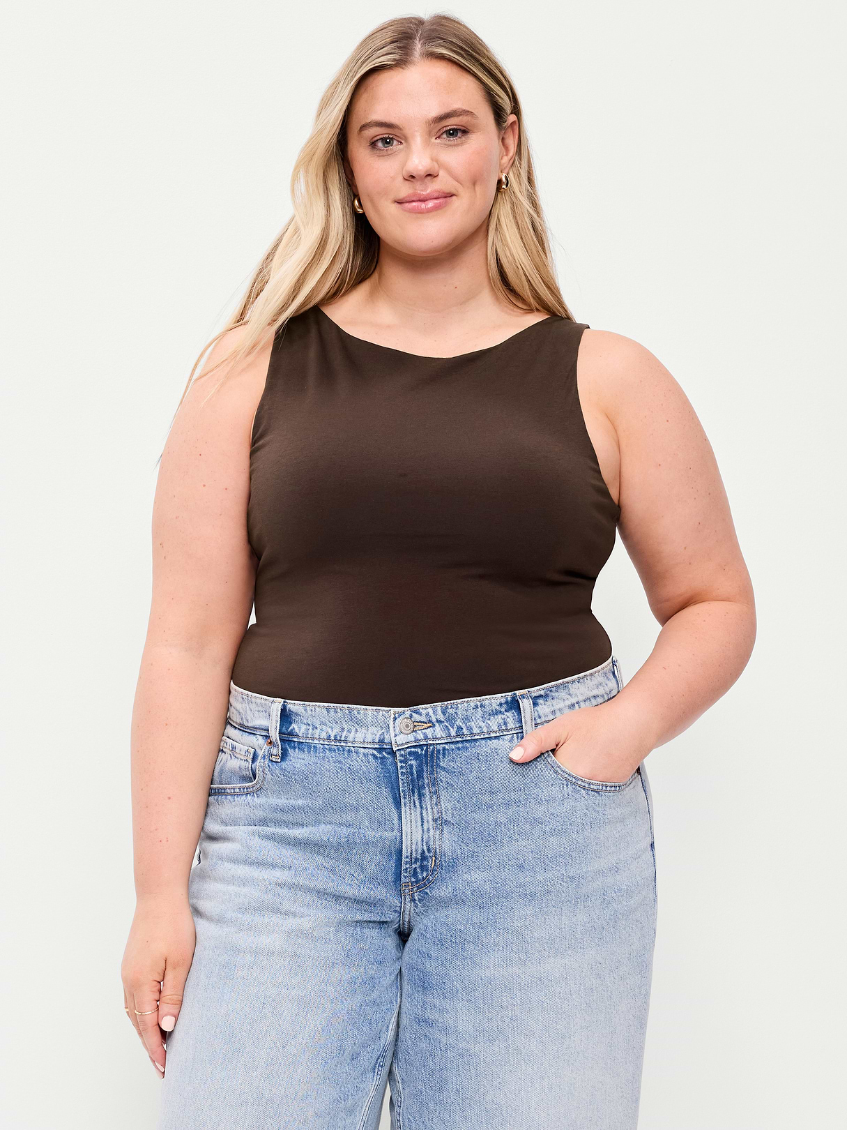 Hug Double-Layer Boatneck Top - Black Coffee