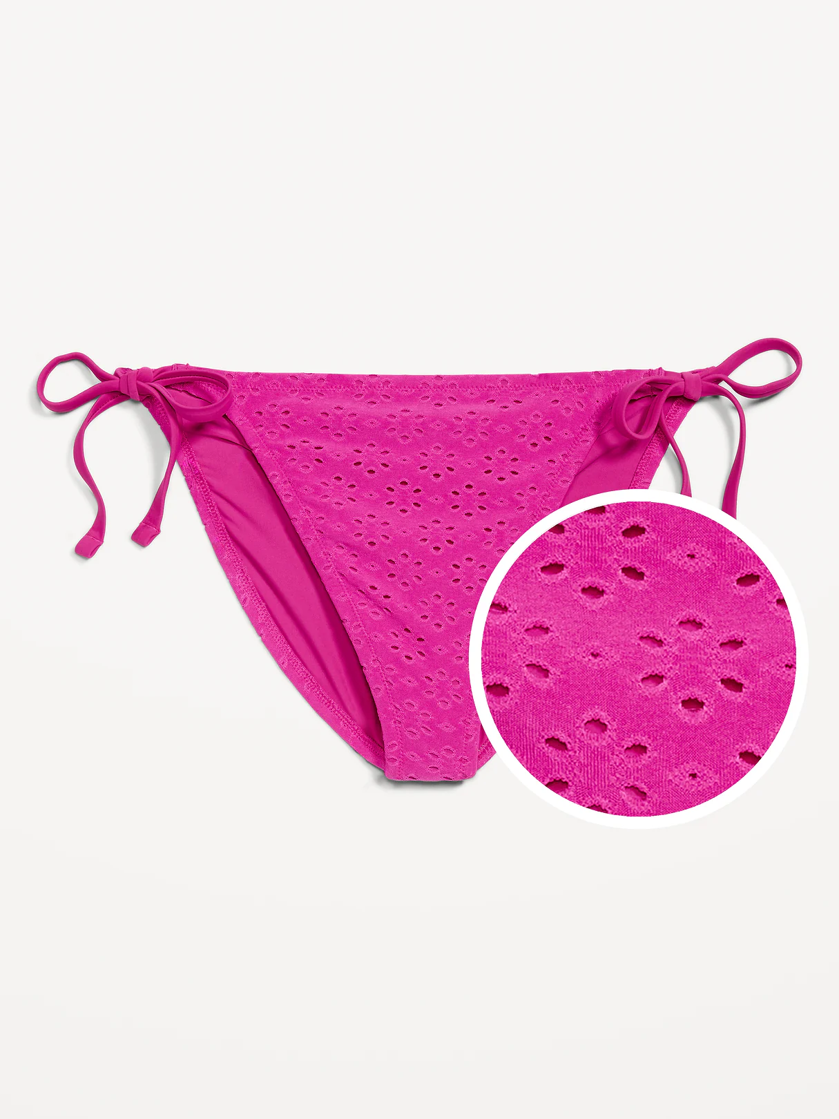 Eyelet String Bikini Swim Bottoms - Dragonfruit