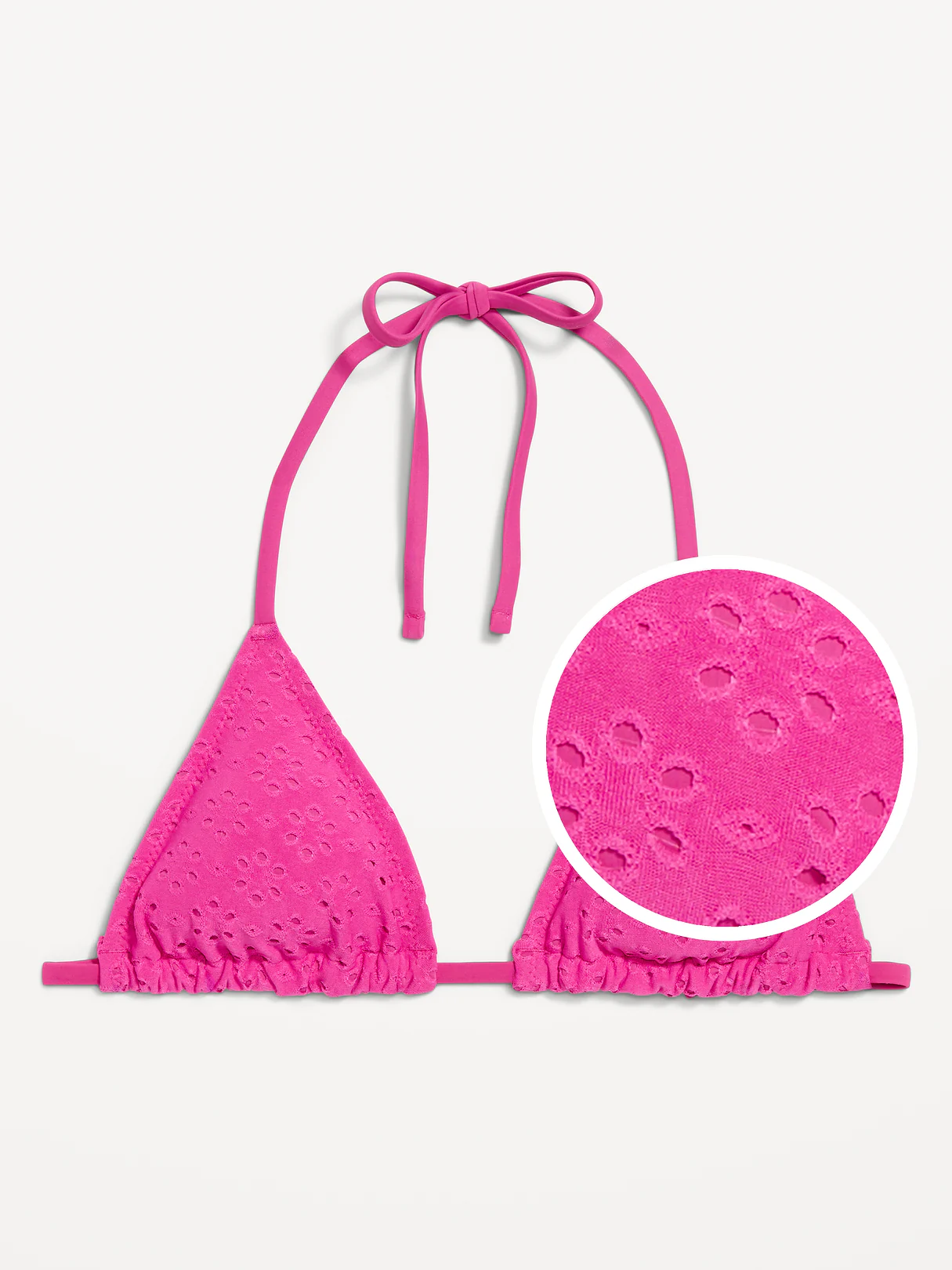 Pique Triangle String Bikini Swim Top - Dragon Fruit