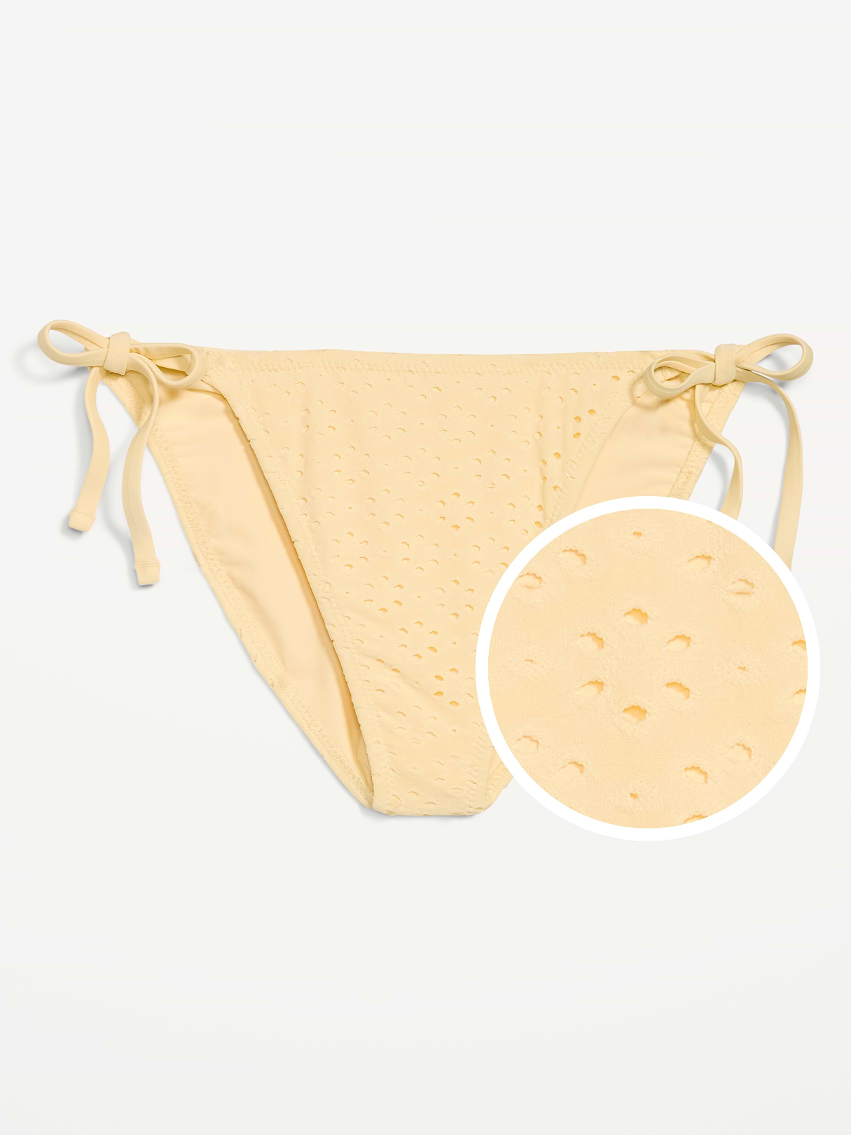 Eyelet String Bikini Swim Bottoms - Golden Straw