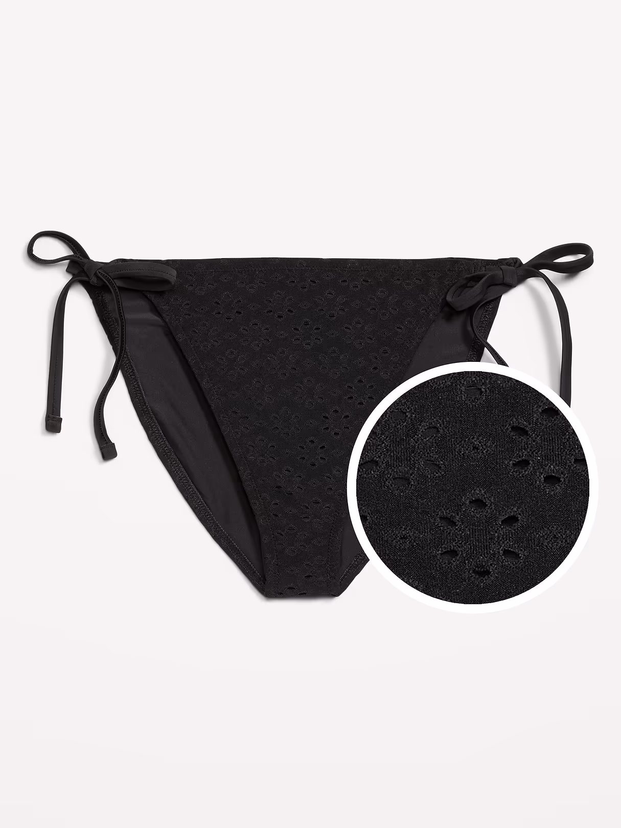 Eyelet String Bikini Swim Bottoms - Black Jack