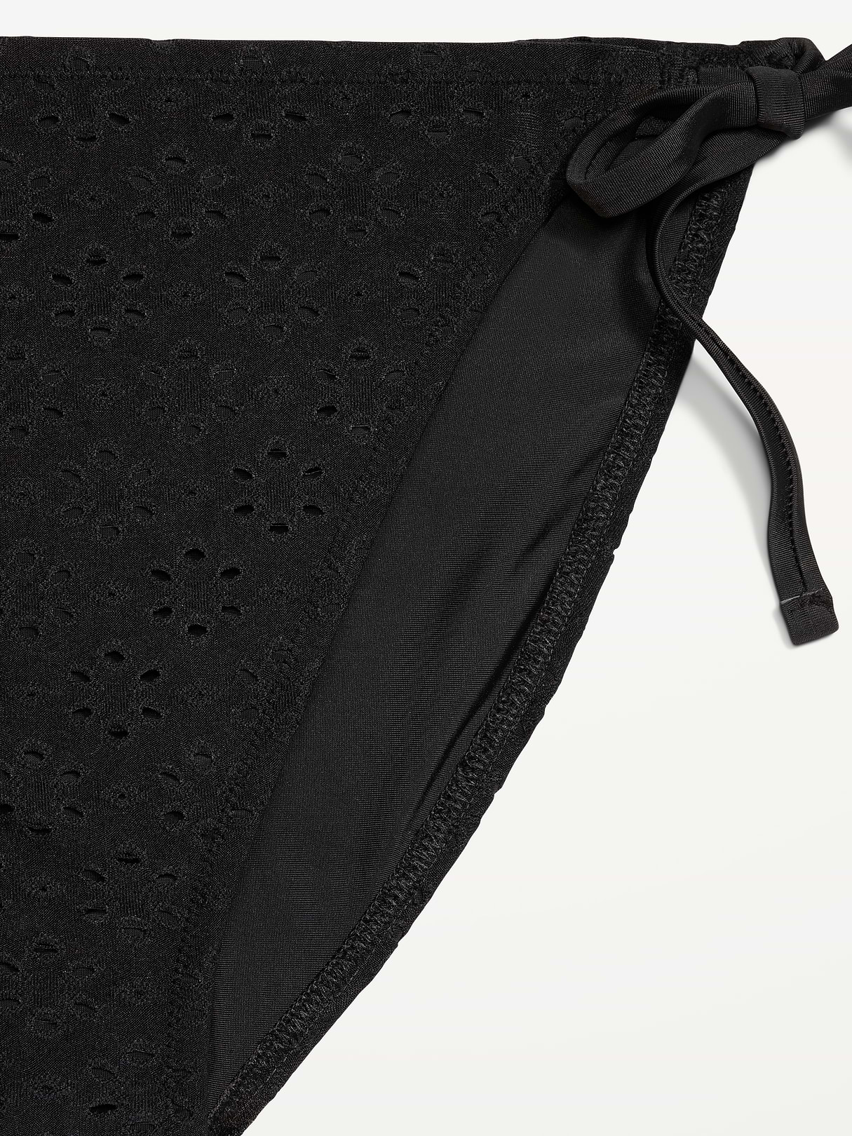 Eyelet String Bikini Swim Bottoms - Black Jack