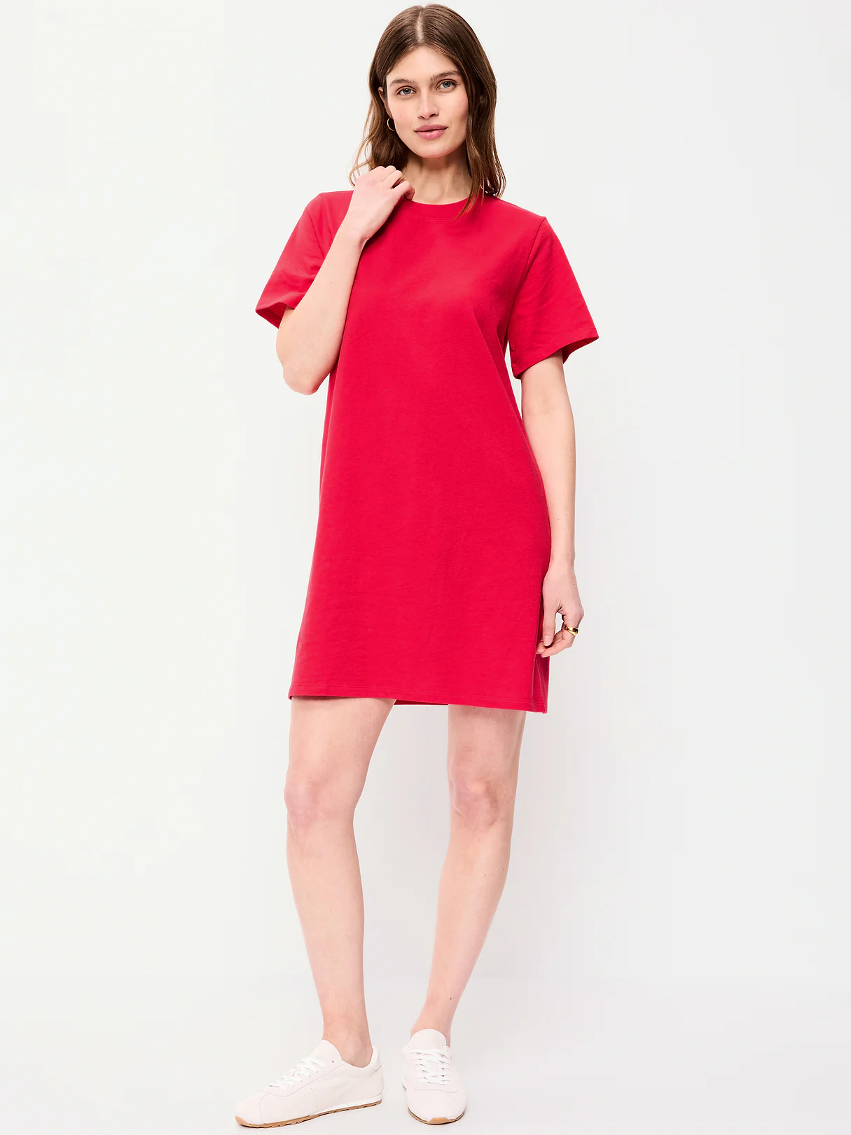 Vintage Crew-Neck Mini T-Shirt Dress - Amaryllis