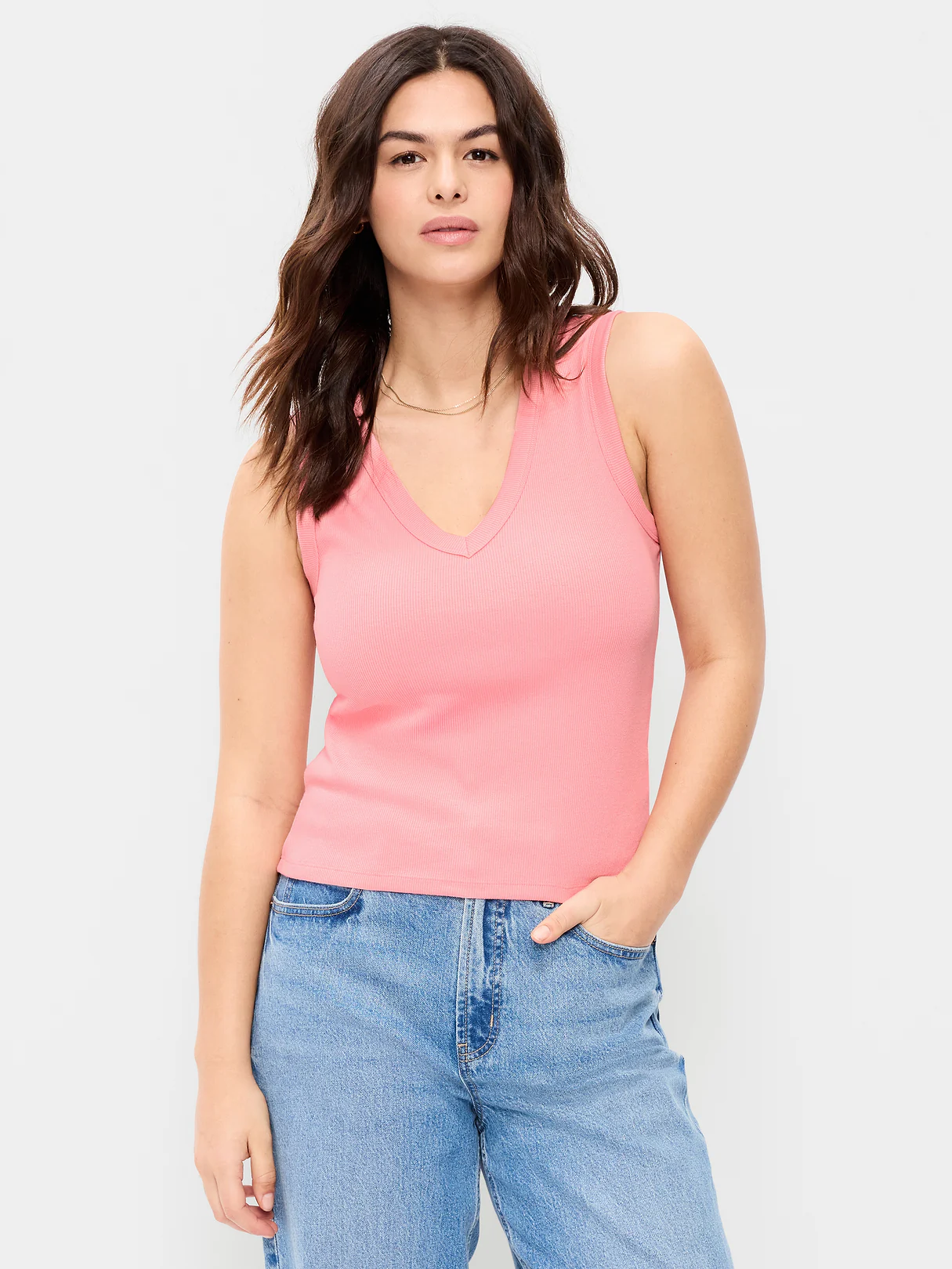 Snug Crop V-Neck Ribbed Tank Top - Gladiola