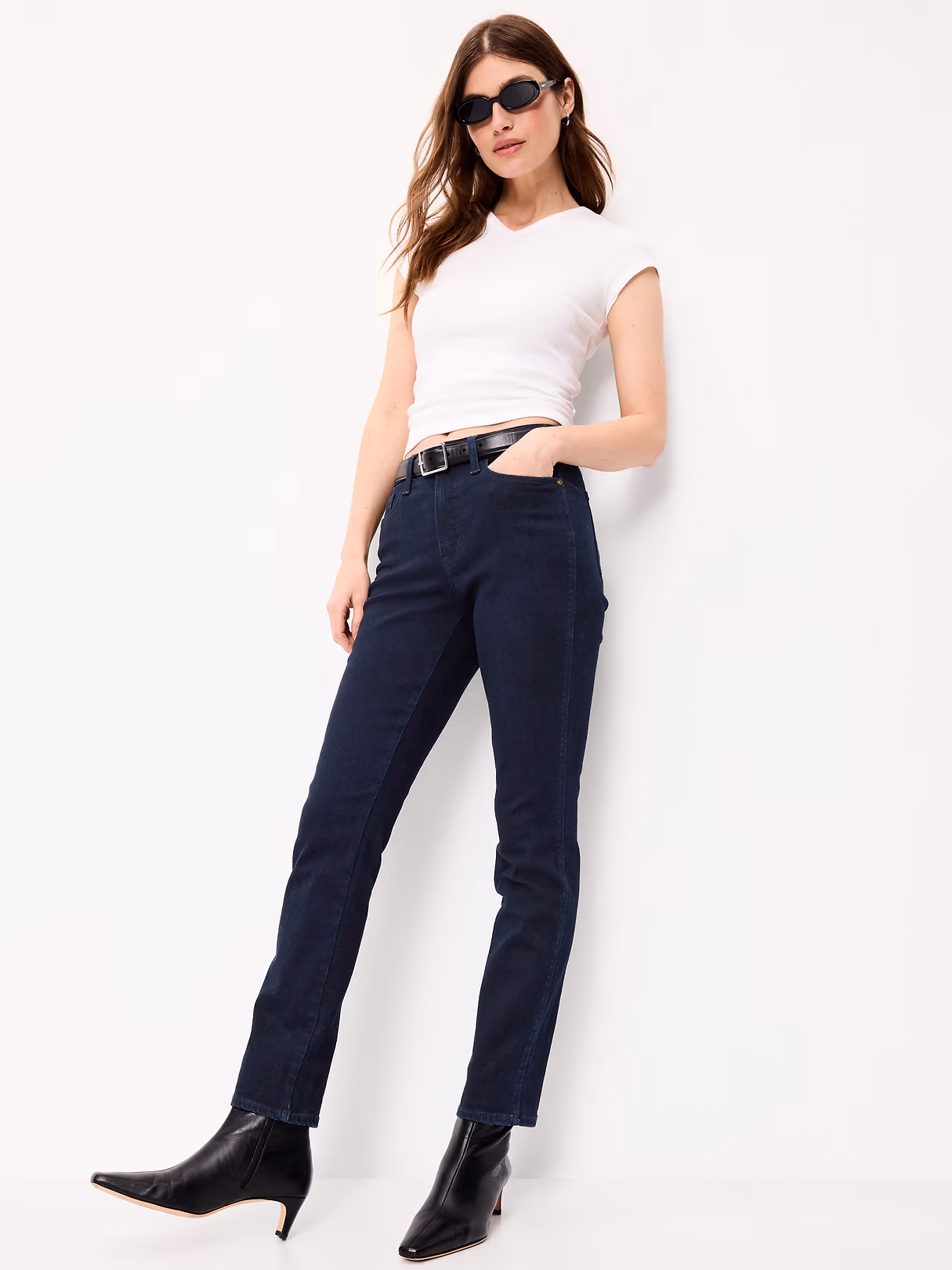 High-Waisted Slim Jeans - Rinse