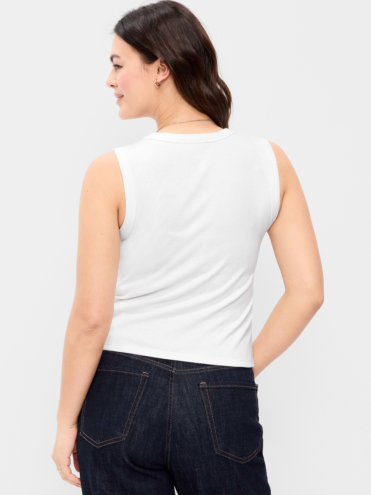 Snug Crop V-Neck Ribbed Tank Top - Calla Lilies