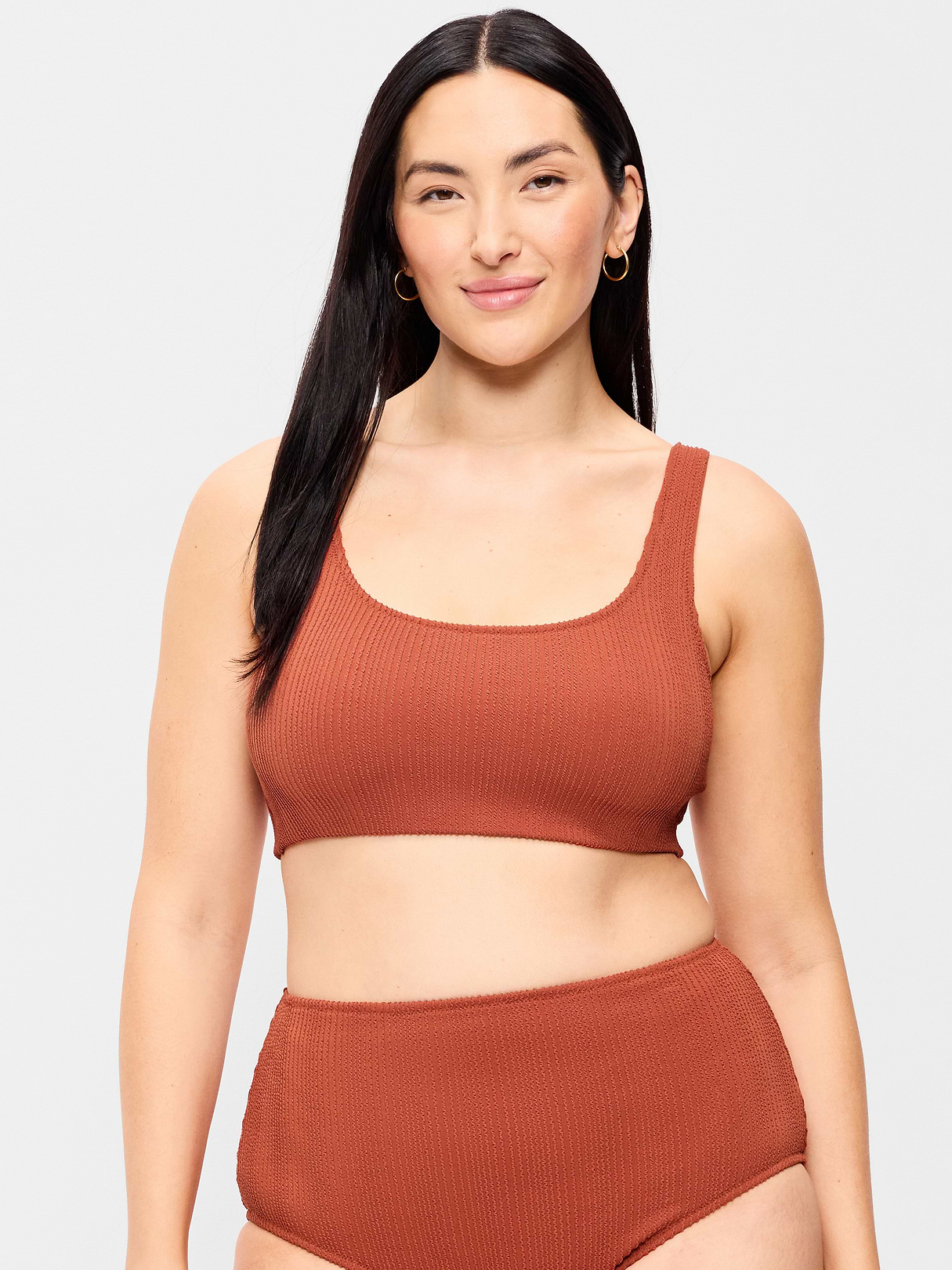 Ribbed Scoop-Neck Swim Top - Russet Moon