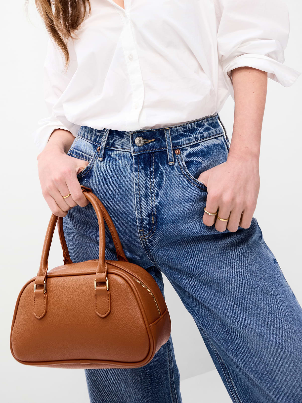 Mini Bowler Bag - Cognac Brown