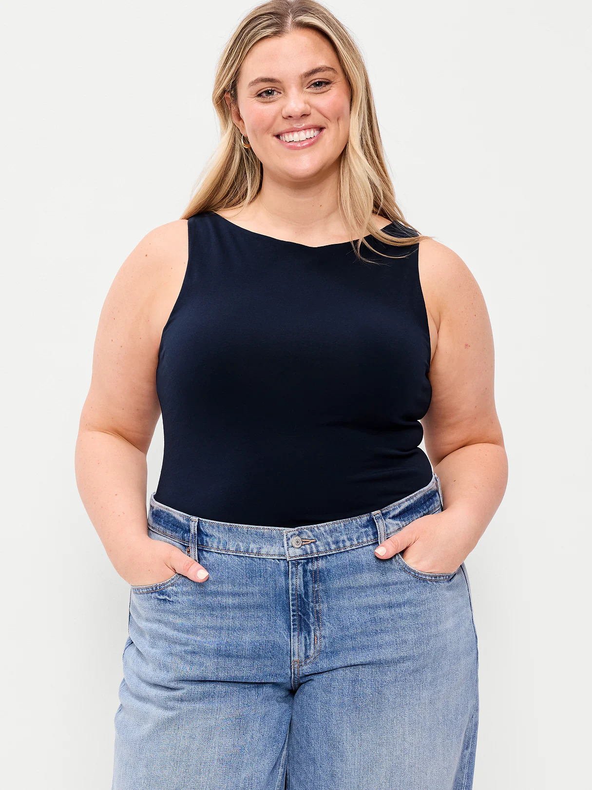 Hug Double-Layer Boatneck Top - In the Navy