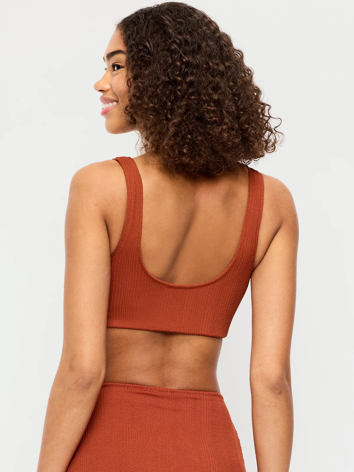 Ribbed Scoop-Neck Swim Top - Russet Moon
