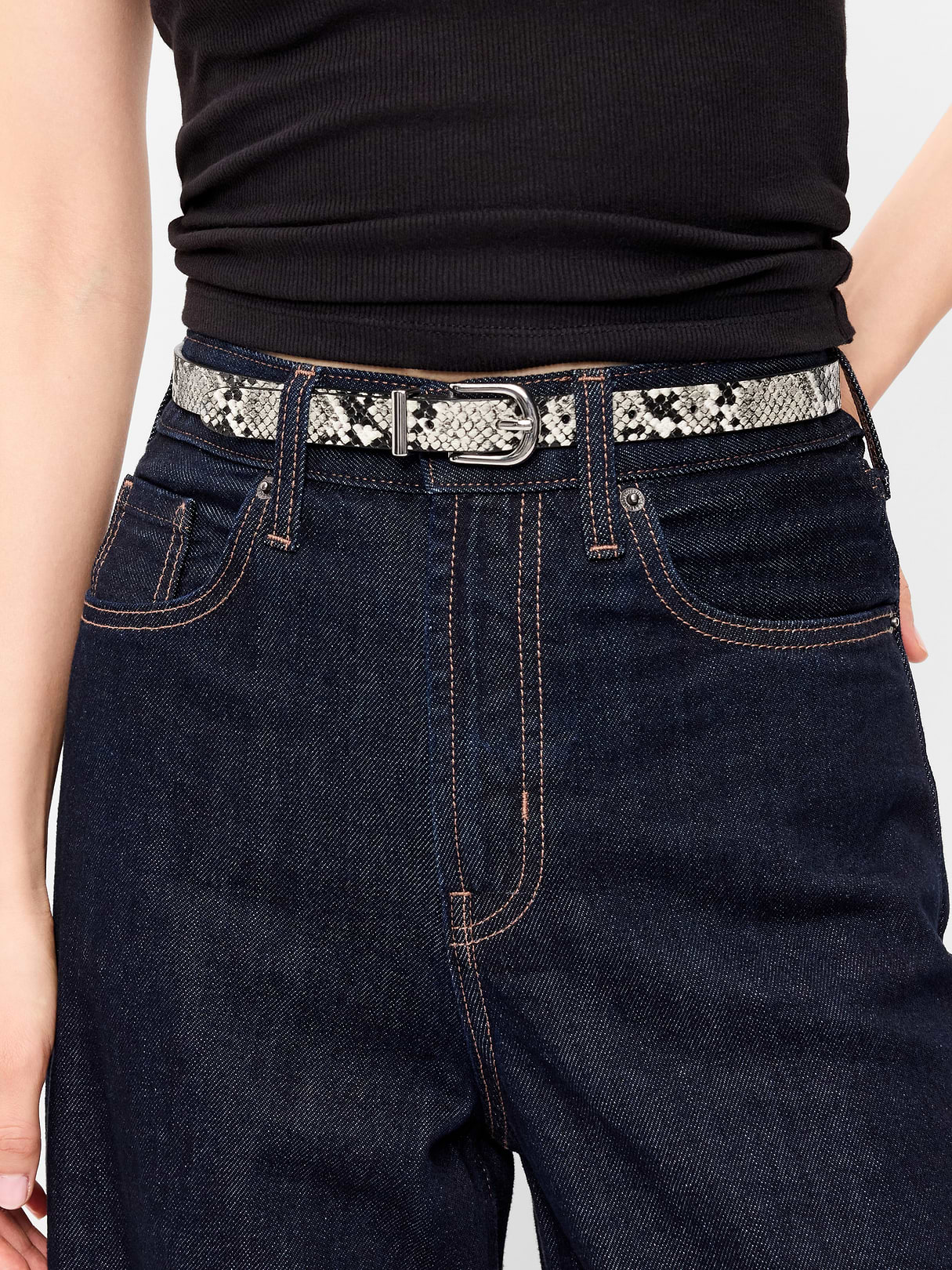 Classic Slim Faux-Leather Belt - Snakeskin