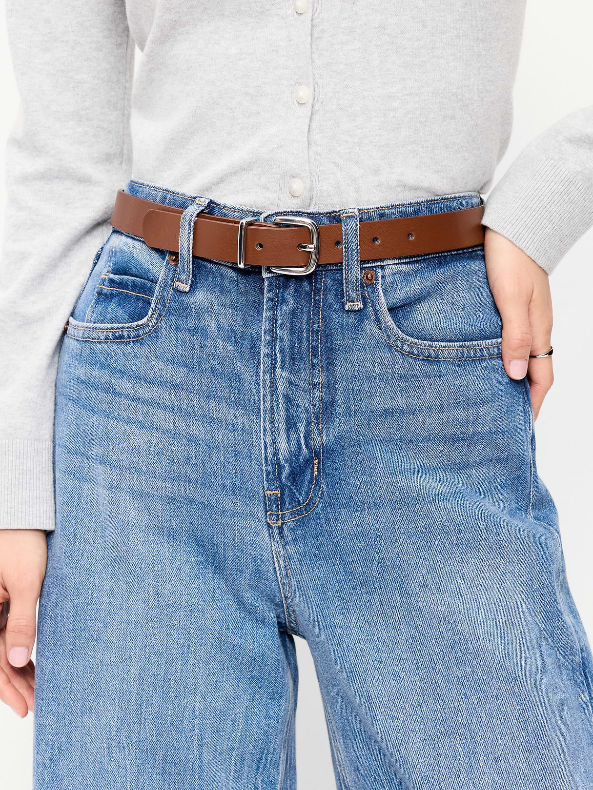 Classic Faux-Leather Belt - Dark Cognac