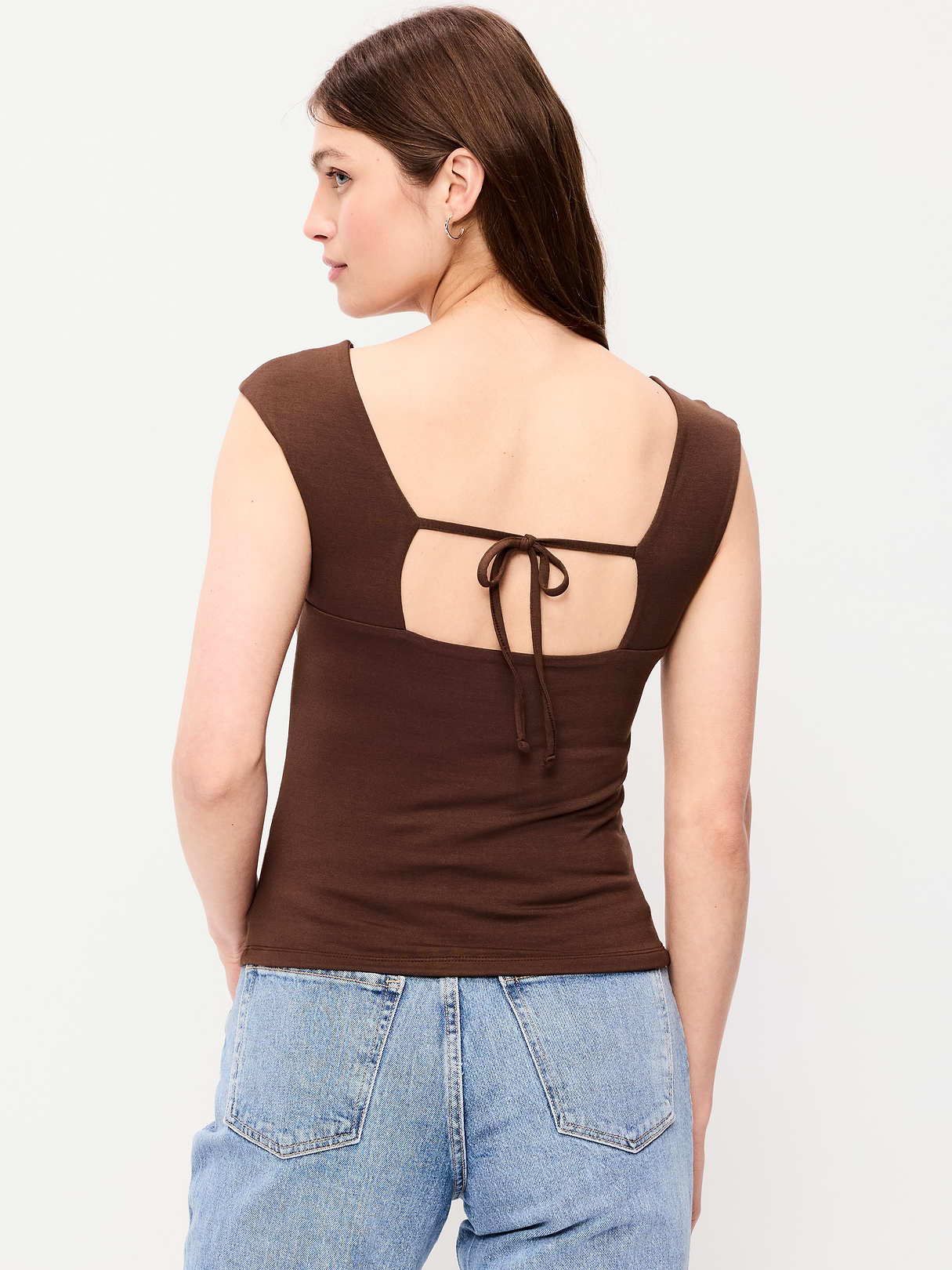 Cap-Sleeve Tie-Back Top - Peppercorn