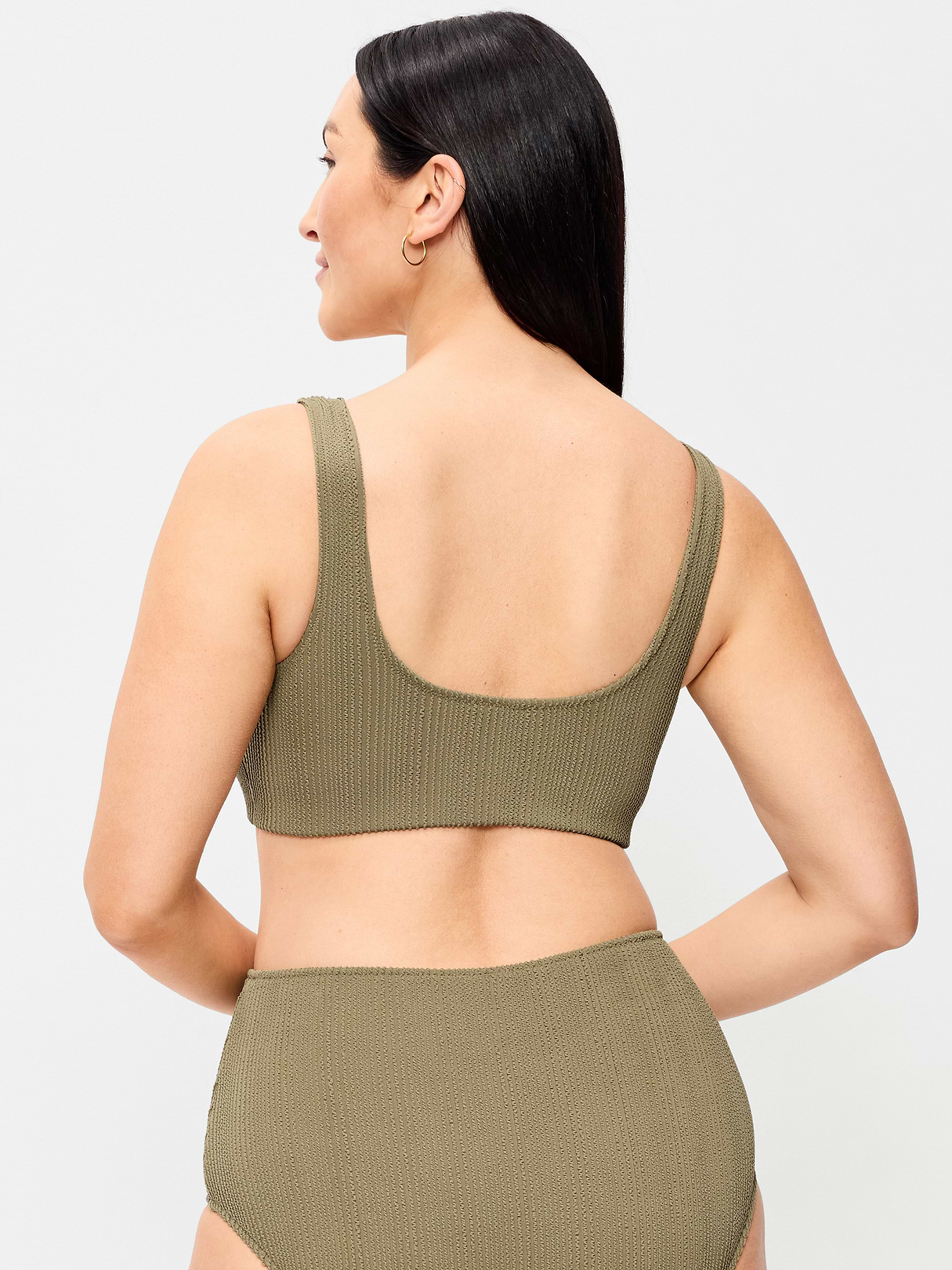 Ribbed Scoop-Neck Swim Top - Kombu