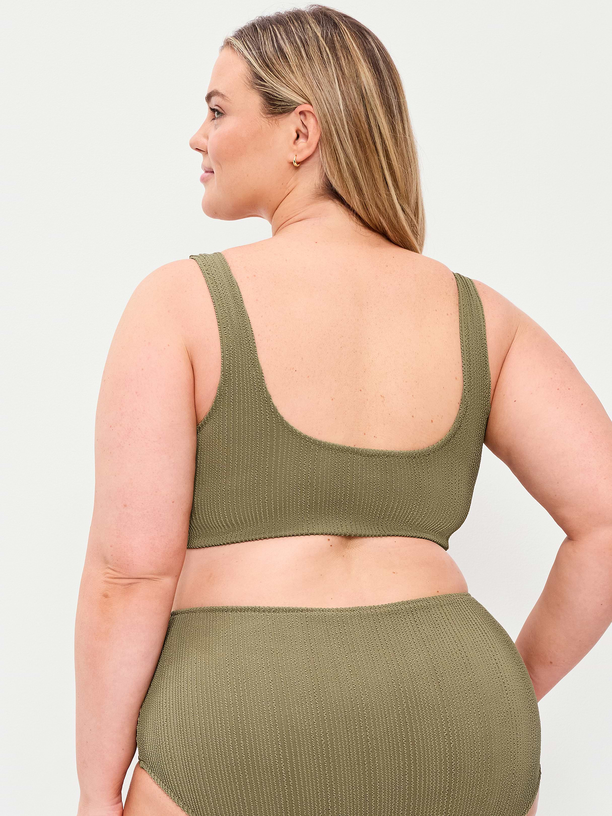 Ribbed Scoop-Neck Swim Top - Kombu