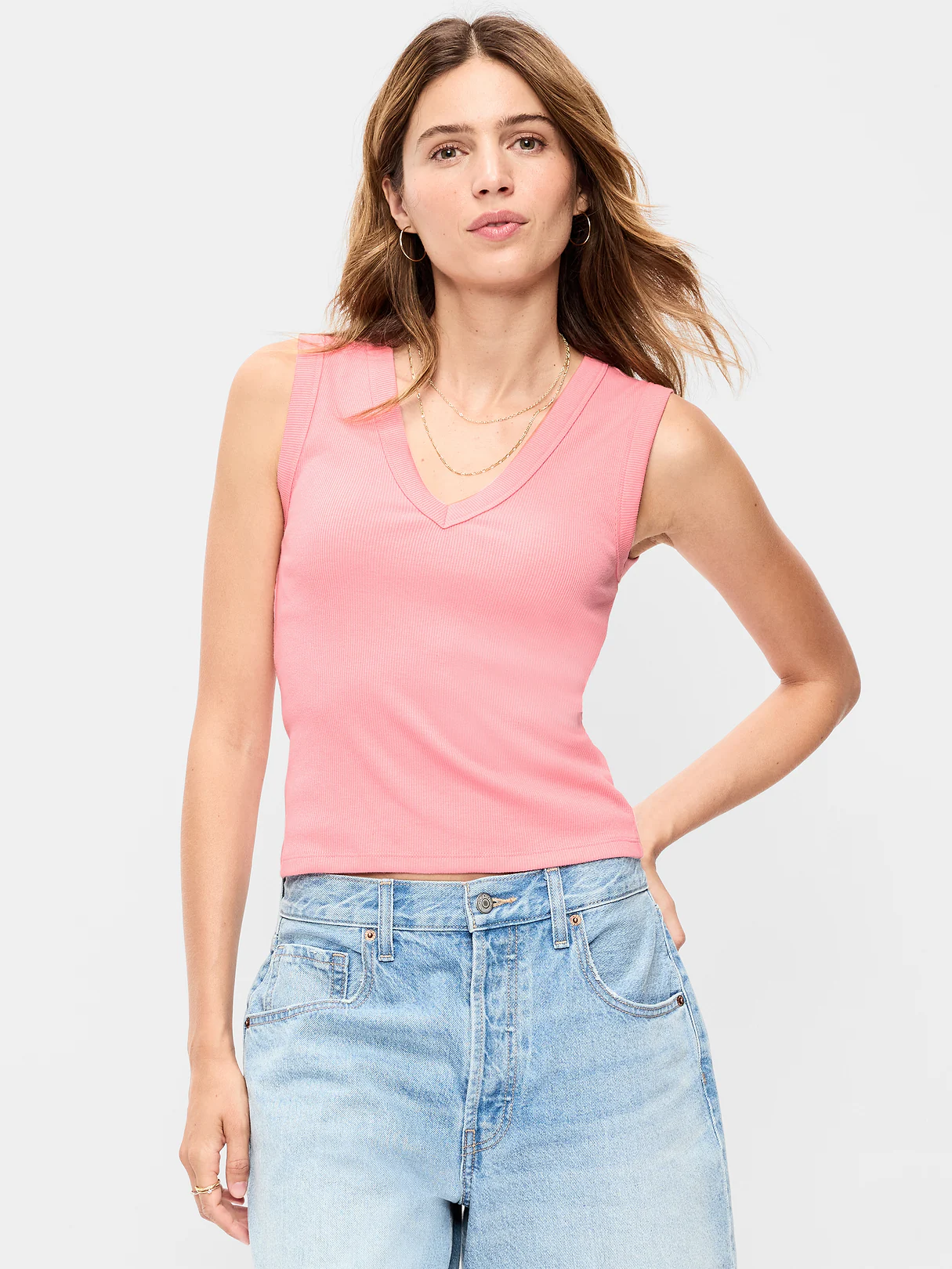 Snug Crop V-Neck Ribbed Tank Top - Gladiola