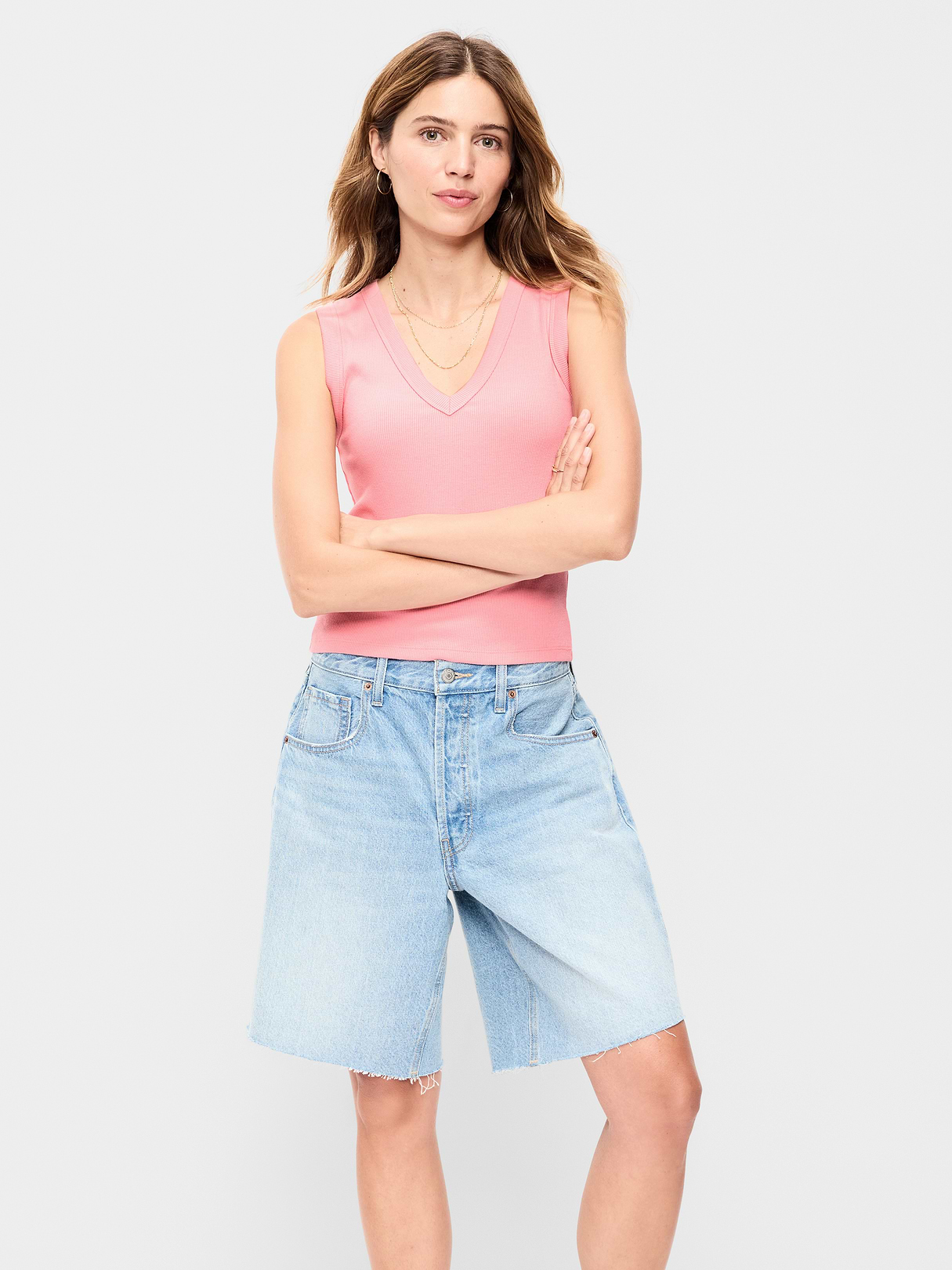 Snug Crop V-Neck Ribbed Tank Top - Gladiola