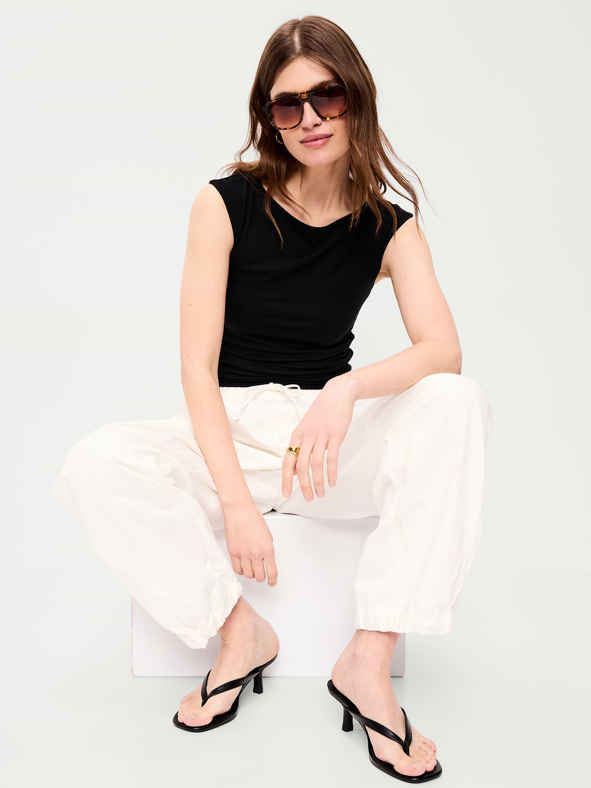 Cap-Sleeve Tie-Back Top - Black Jack