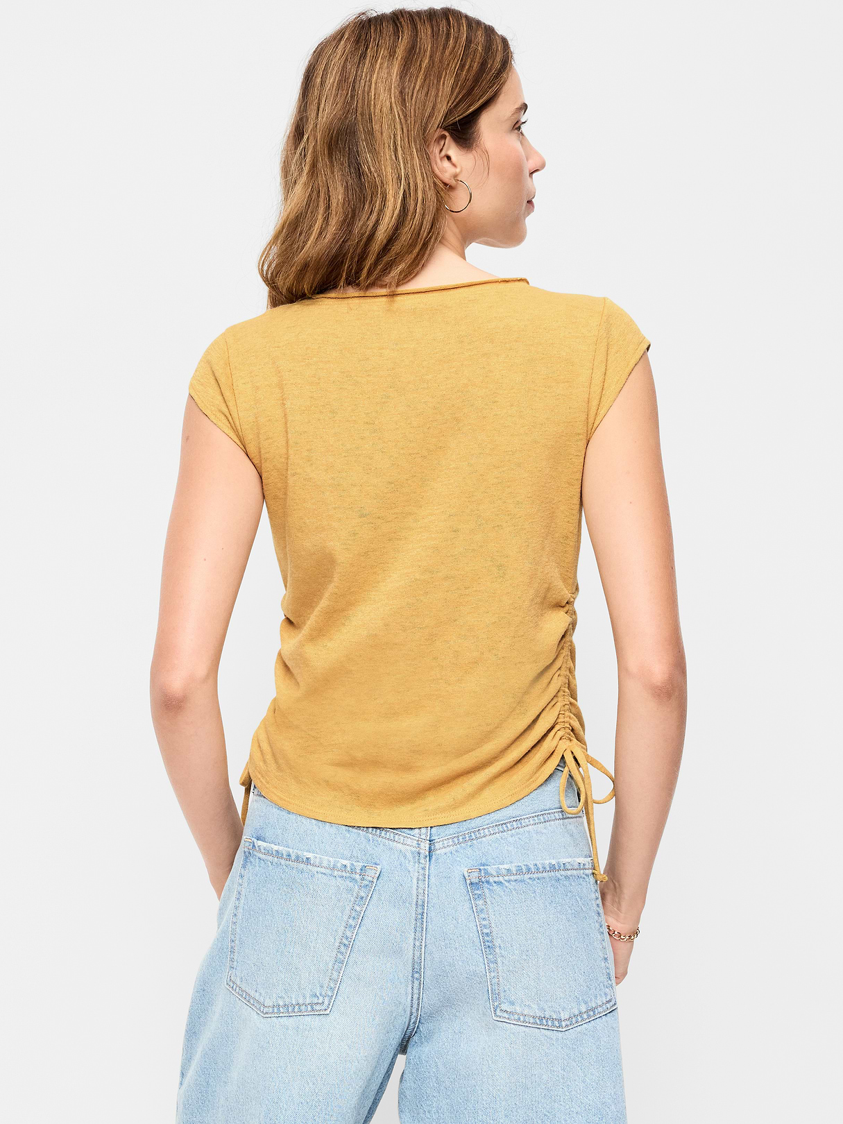 Cap-Sleeve Shirred Side Top - Sandstorm