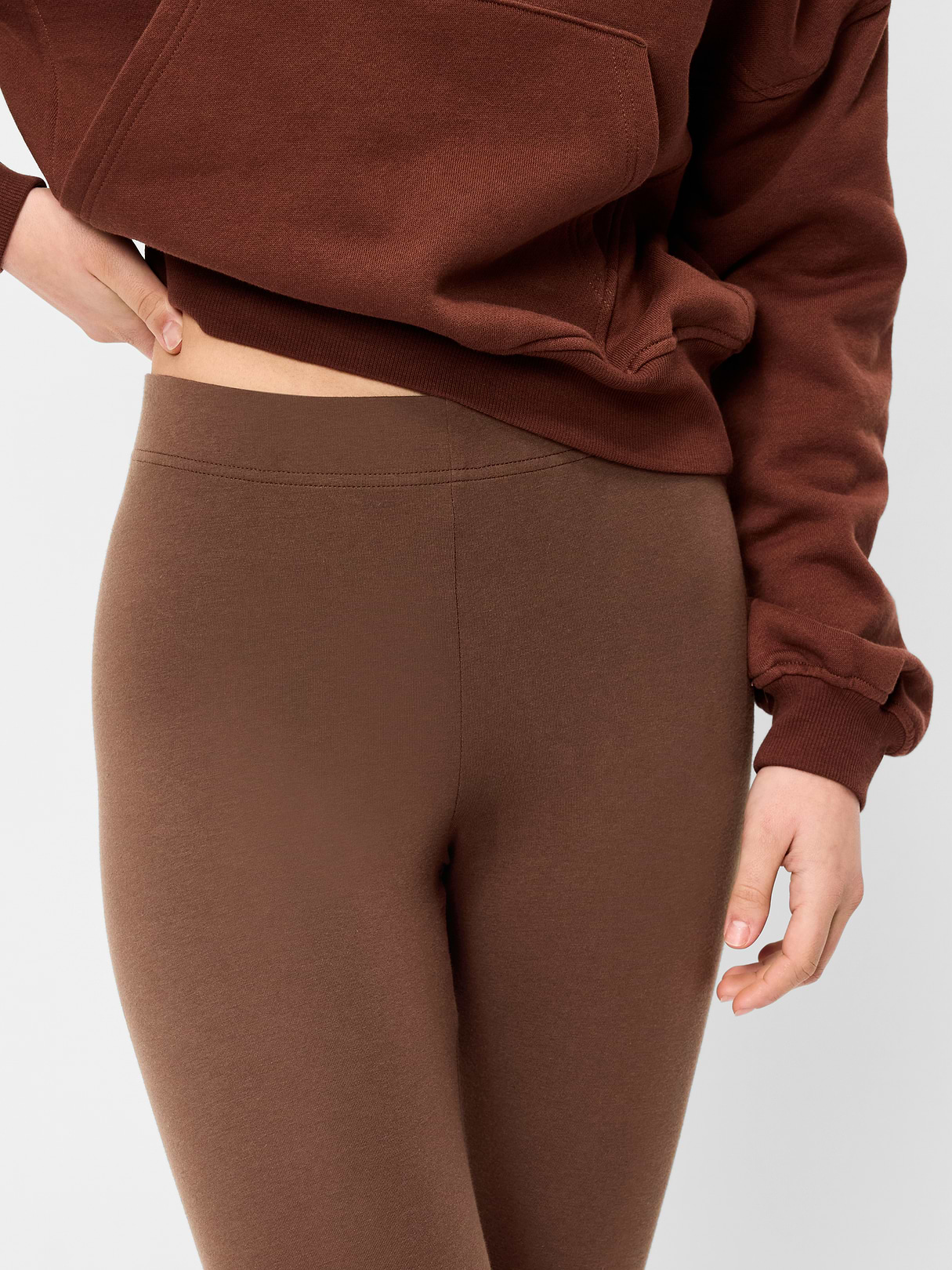 High-Waisted Fashion Layering Cropped Legging - Peppercorn