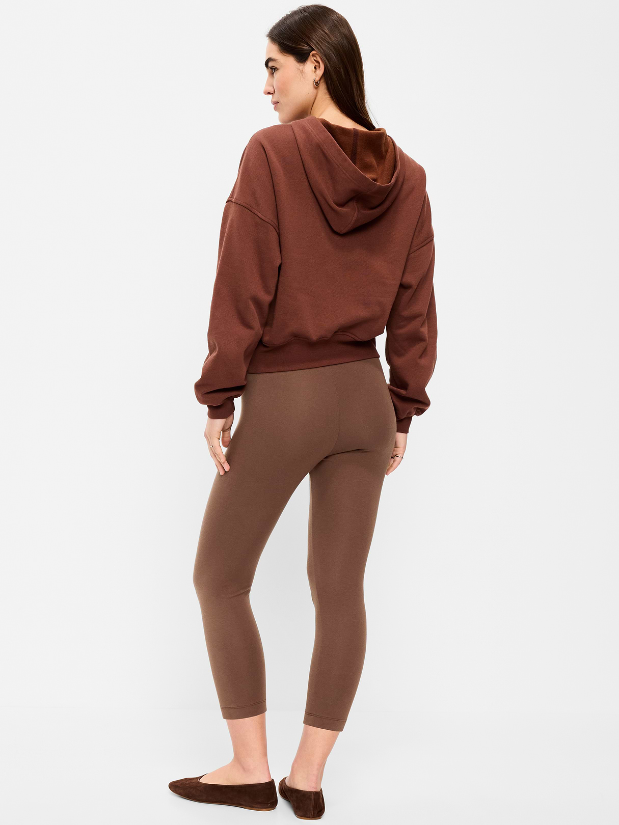 High-Waisted Fashion Layering Cropped Legging - Peppercorn