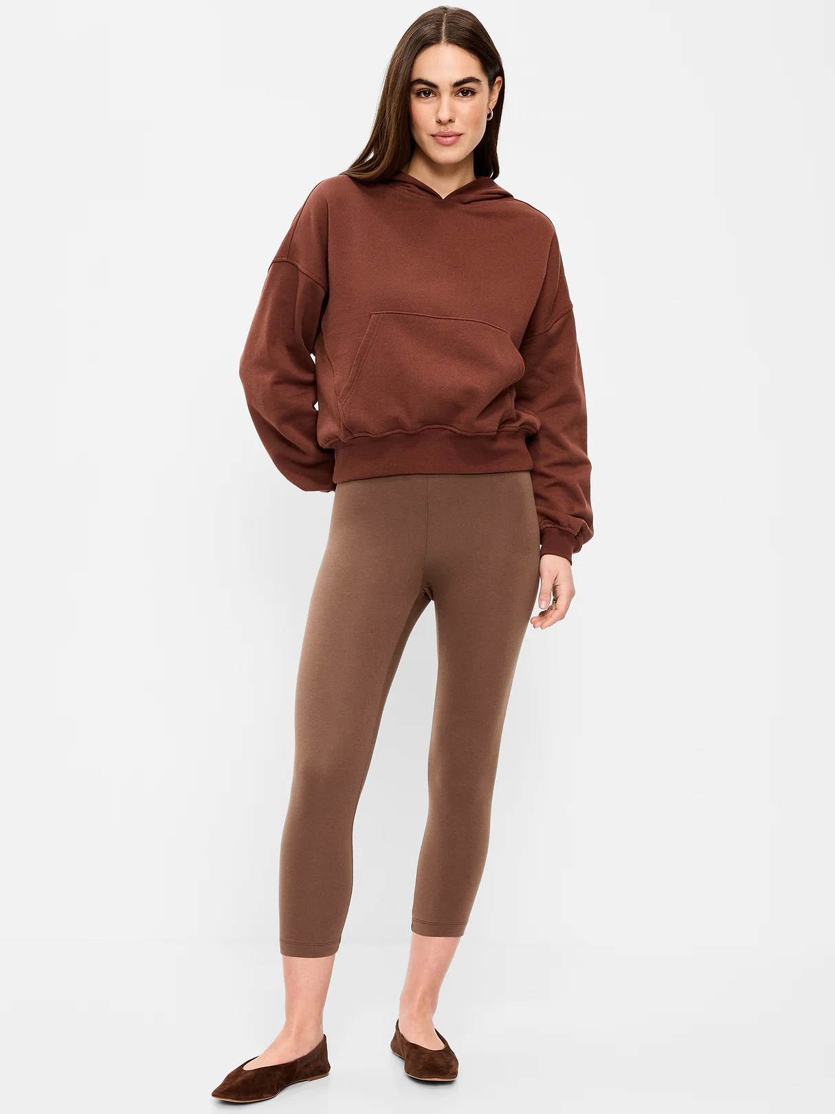 High-Waisted Fashion Layering Cropped Legging - Peppercorn