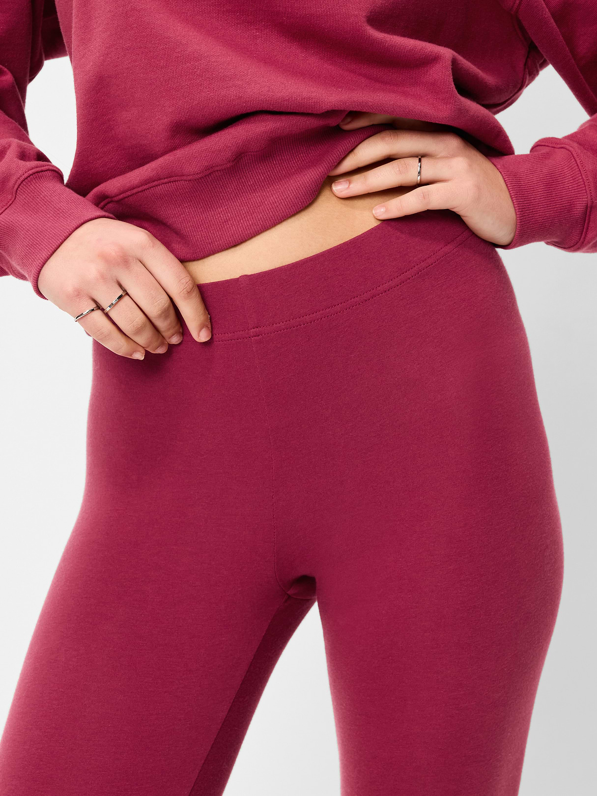 High-Waisted Jersey Fashion Layering Leggings - Red Clover