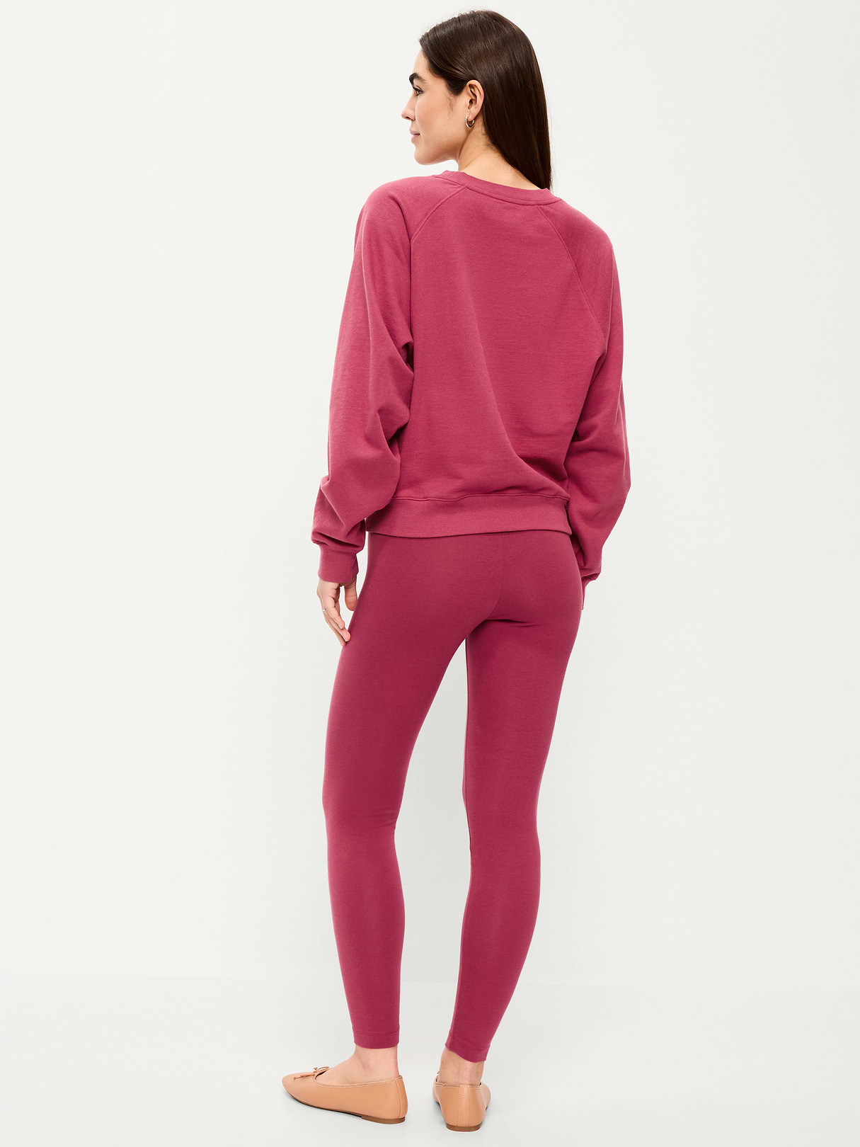 High-Waisted Jersey Fashion Layering Leggings - Red Clover