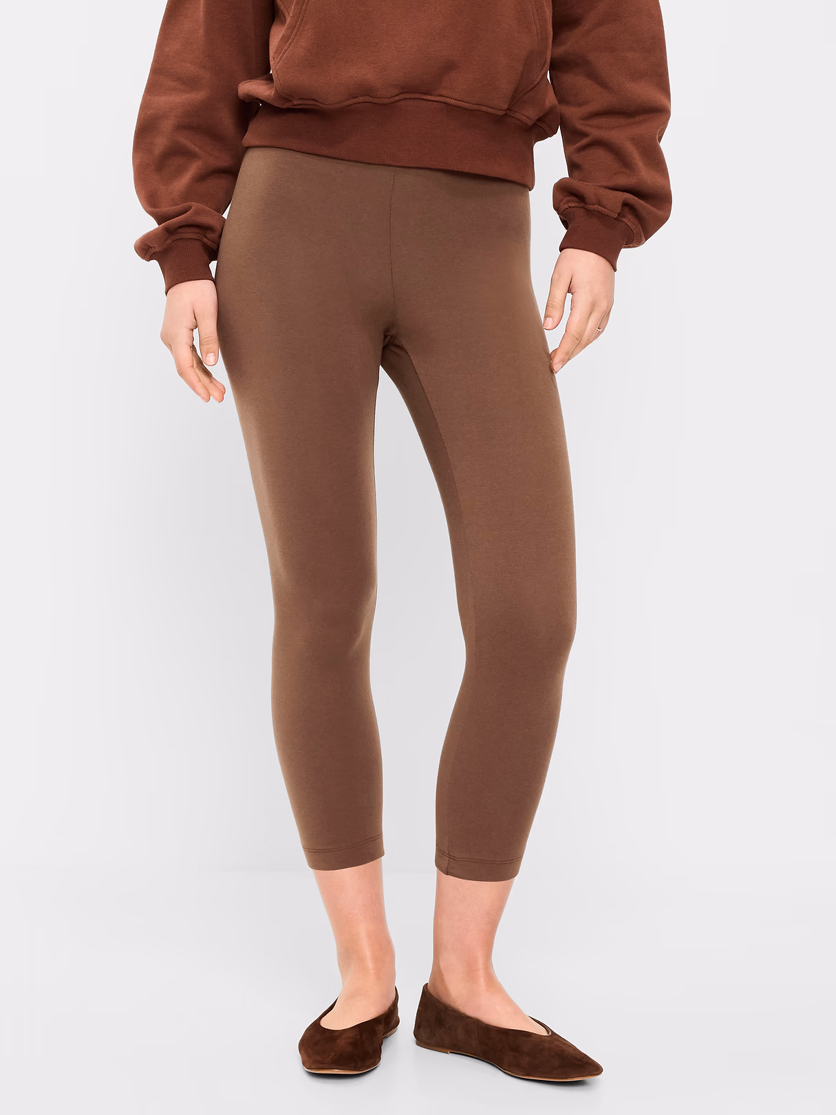High-Waisted Fashion Layering Cropped Legging - Peppercorn