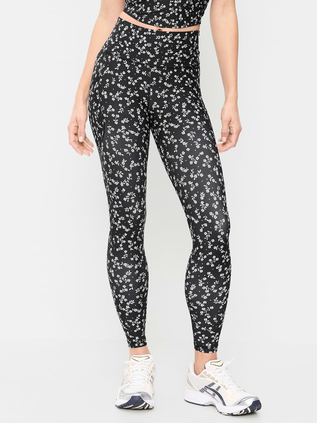 High-Waisted PowerSoft 7/8 Pocket Leggings - Black Floral