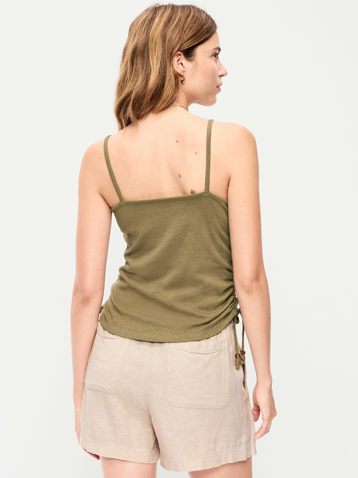 Shirred Side Cami Tank Top - Kombu