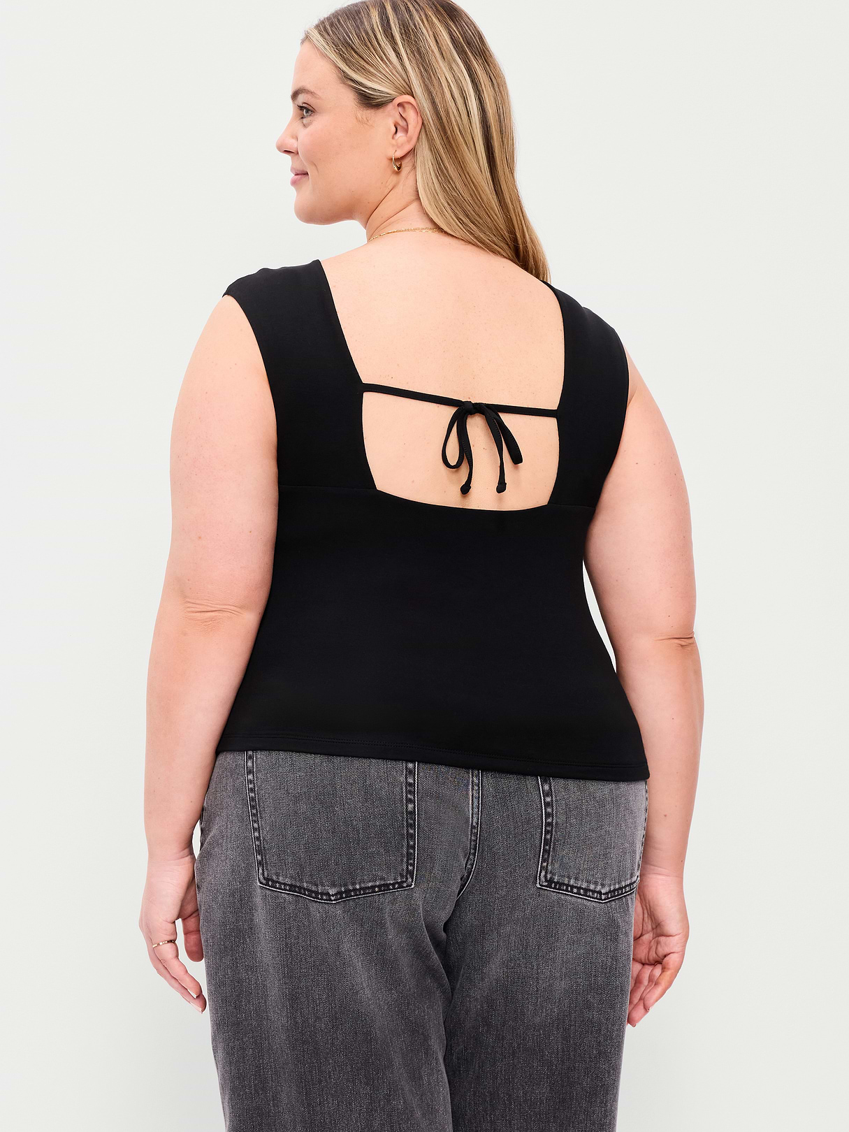 Cap-Sleeve Tie-Back Top - Black Jack