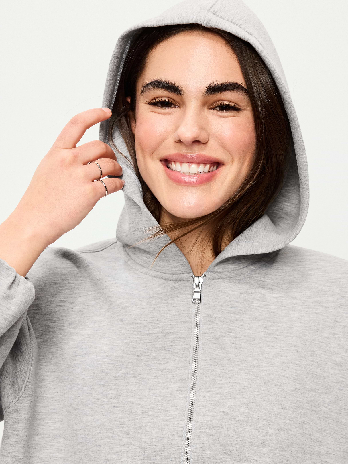 Bounce Fleece Bubble-Hem Hoodie Sweatshirt - Heather Gray