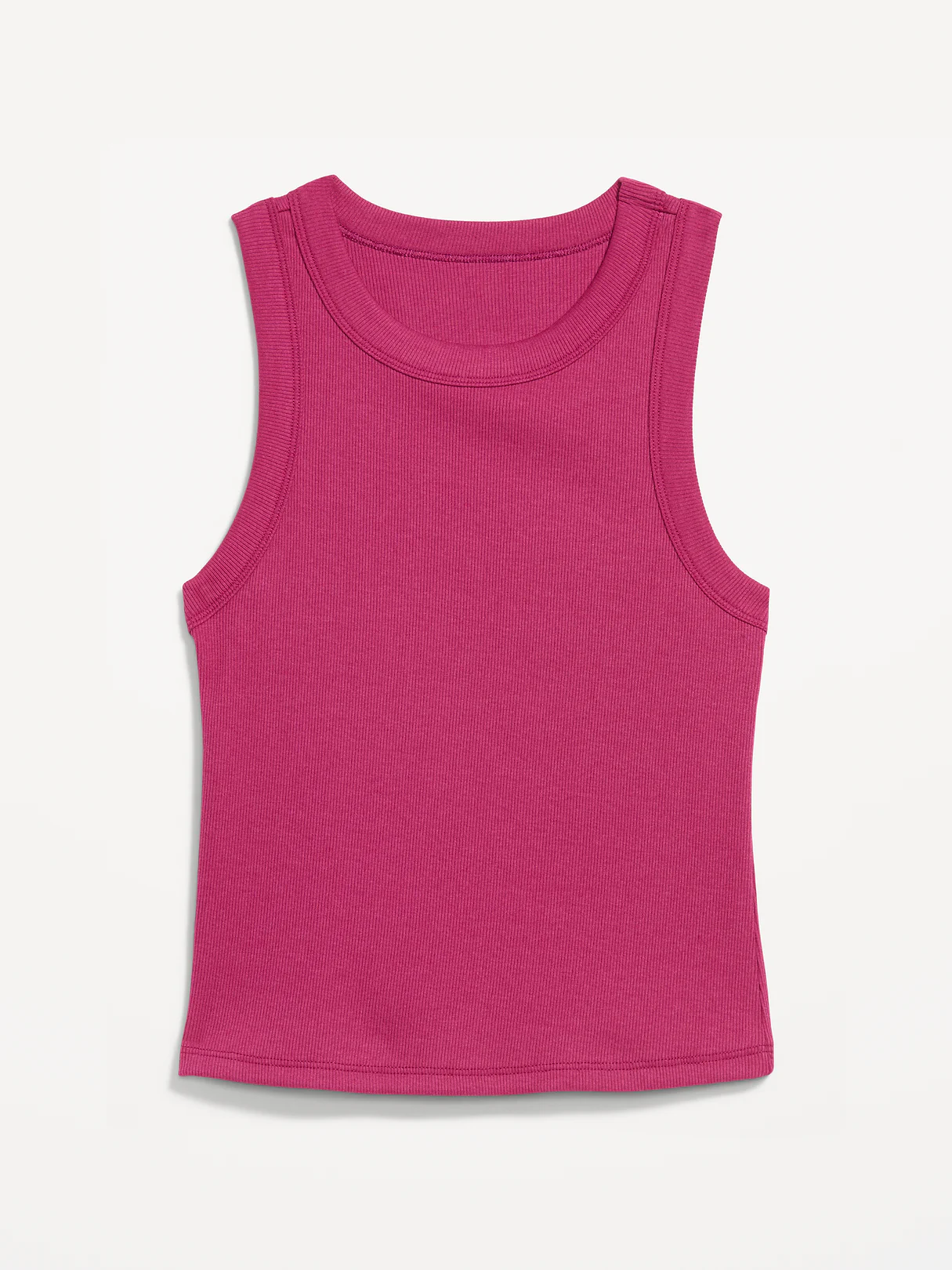 Crop Ribbed Tank Top - Radical Fuchsia