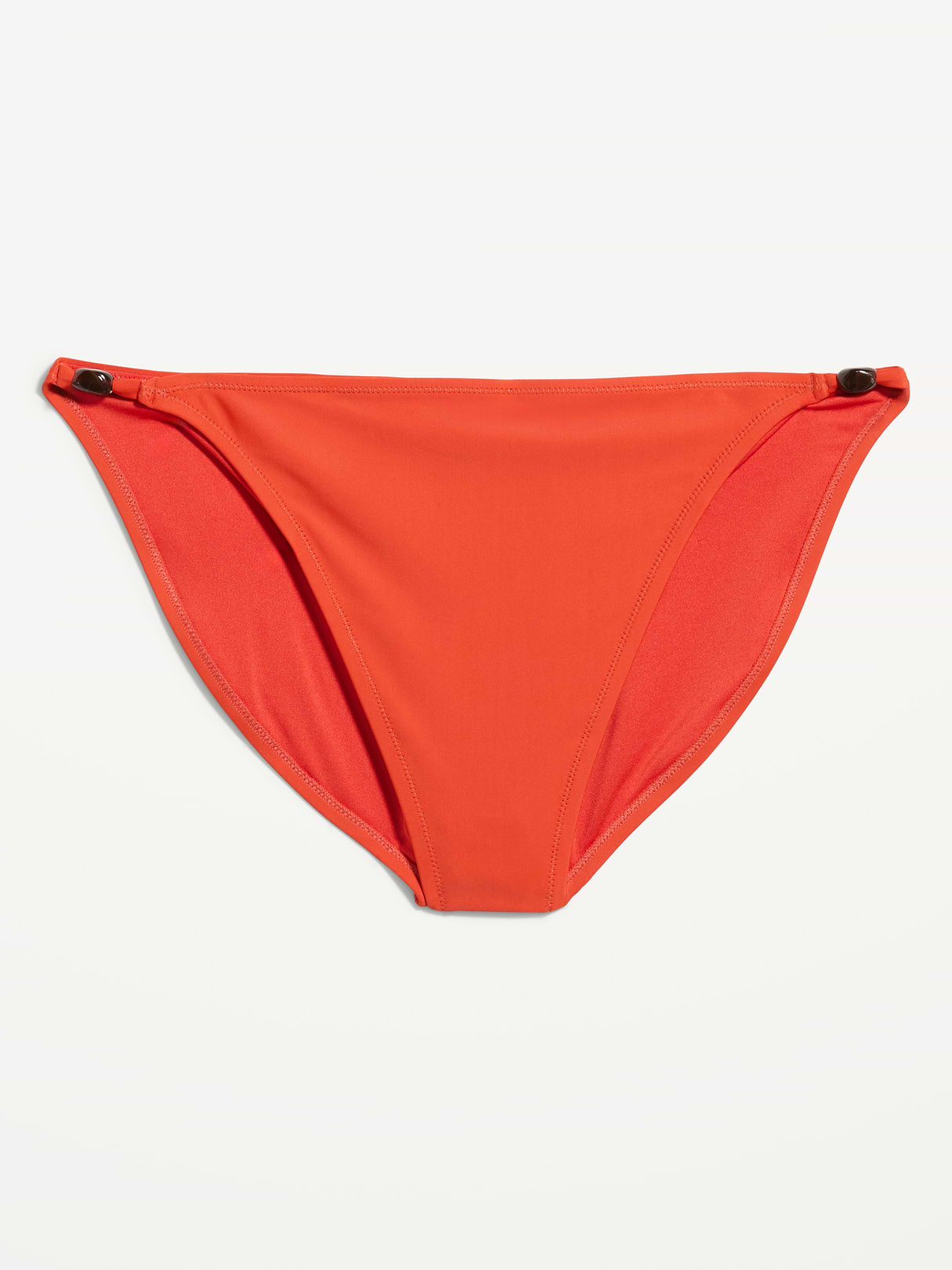 Beaded Mid-Rise Bikini Swim Bottoms - Ornament Orange
