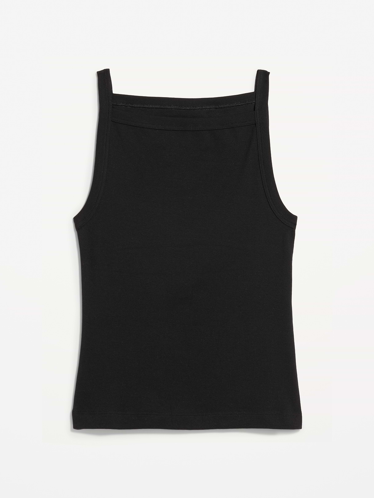 Snug Apron-Neck Tank Top - Light Black Heather