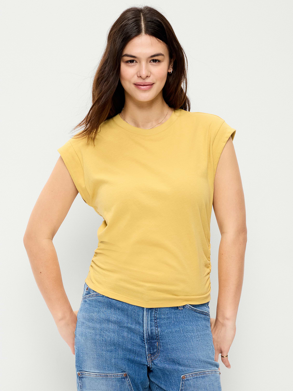 Cap-Sleeve Cinch-Waist Top - Sandstorm