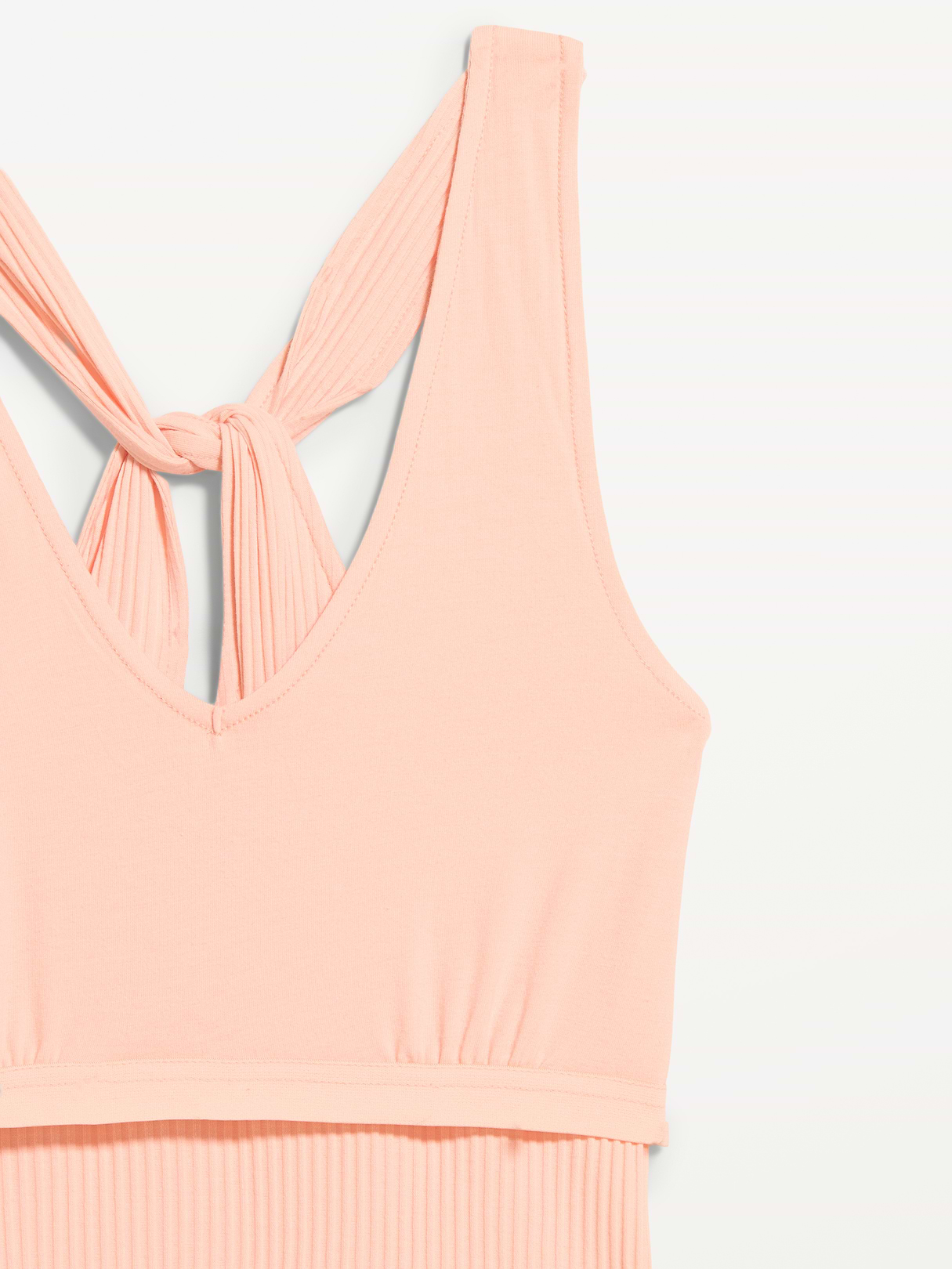 Ribbed Loop-Back Halter Top - Peach Gelato