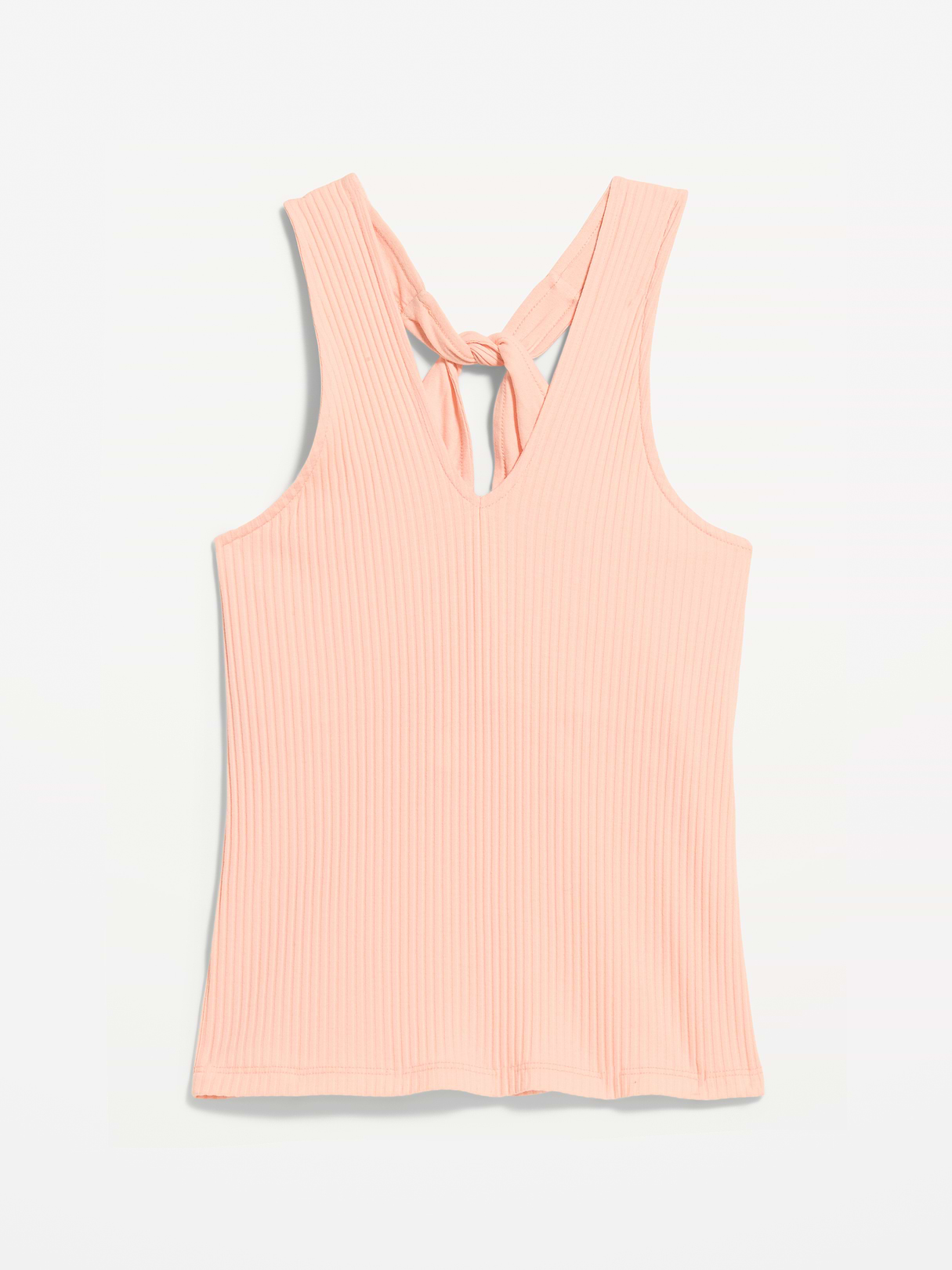 Ribbed Loop-Back Halter Top - Peach Gelato