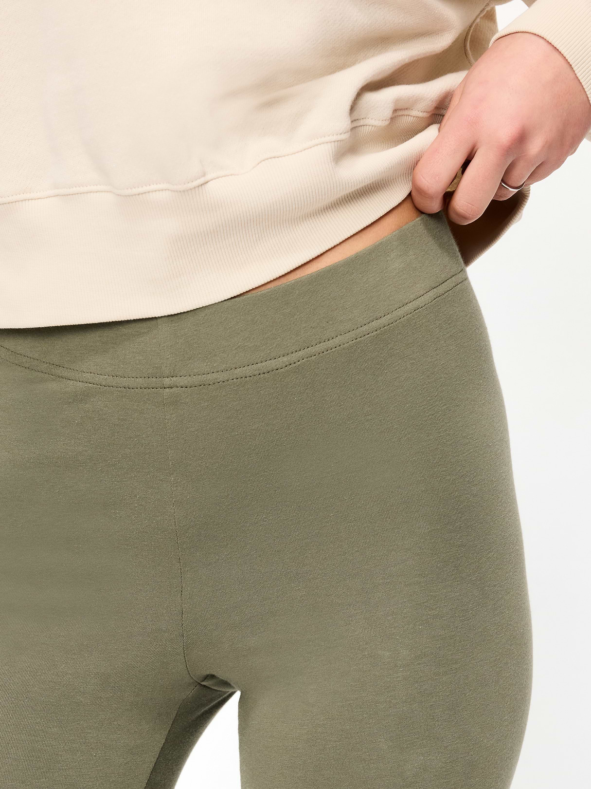 High-Waisted Jersey Fashion Layering Leggings - Dark Green