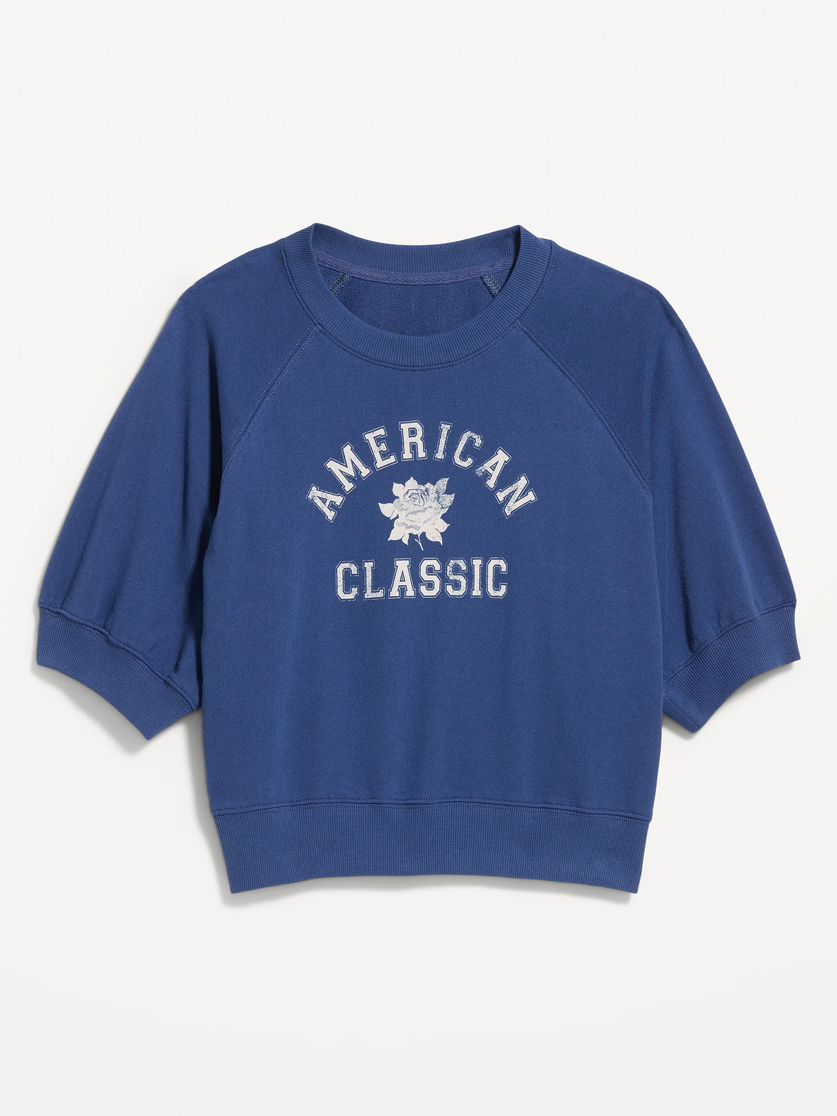 Short-Sleeve Cropped Raglan Sweatshirt - Pacific Blue