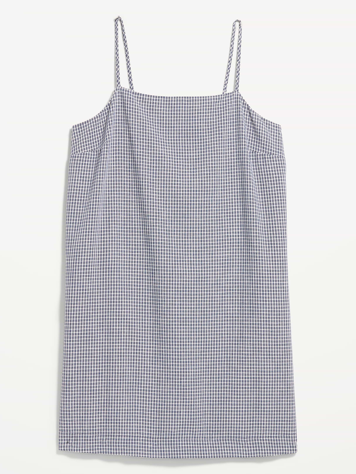 Strappy Mini Shift Dress - Navy Gingham