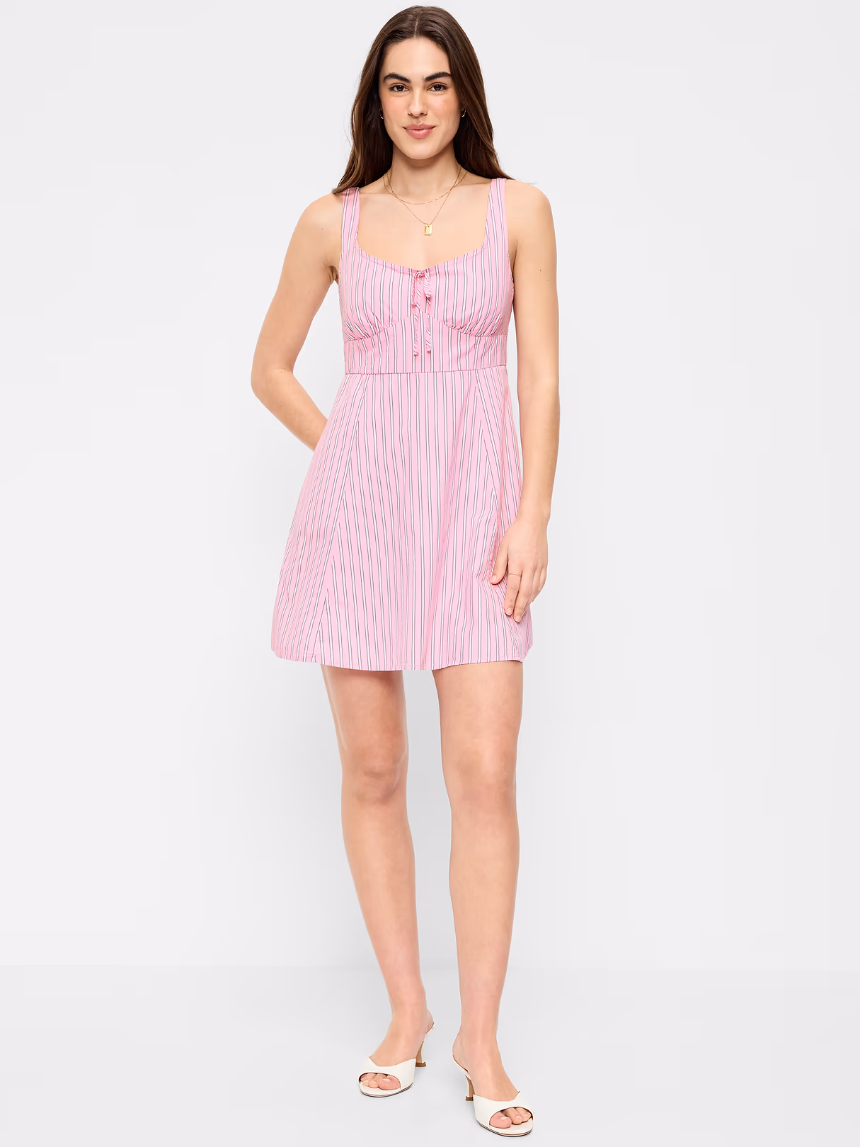 Fit & Flare Cami Mini Dress - Pink Stripe