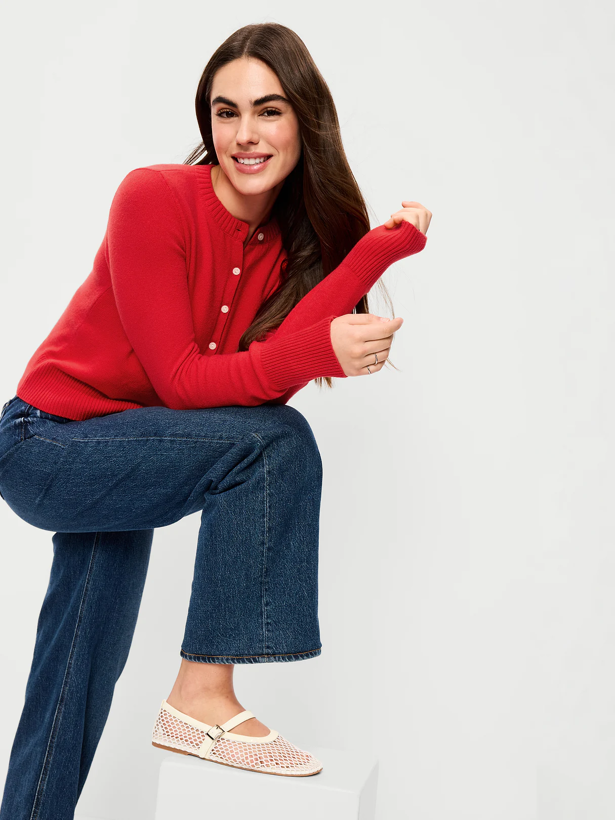 SoSoft Cropped Crew-Neck Cardigan - Scotty Red
